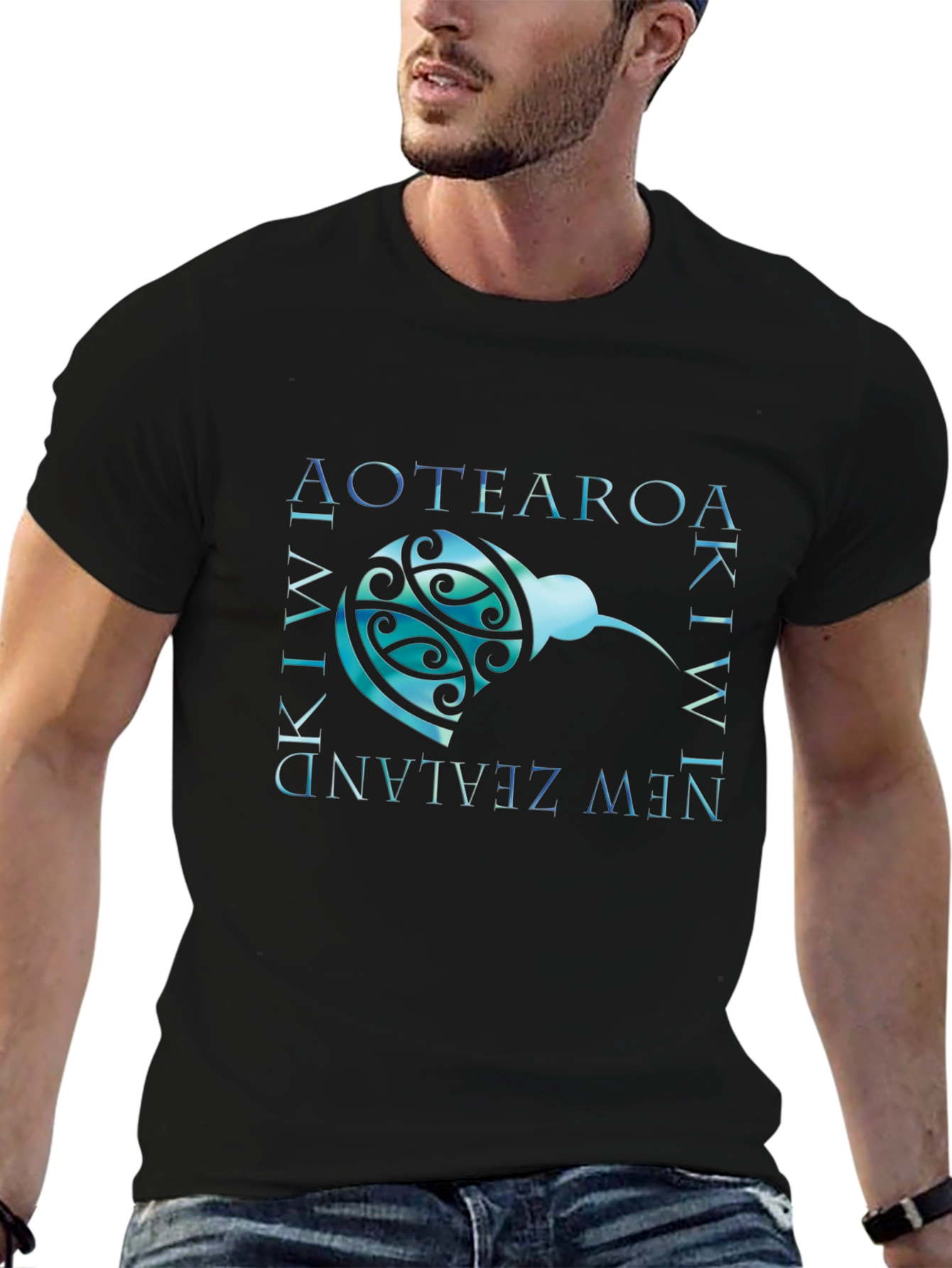 Aotearoa Kiwi New Zealand T-Shirt - Black