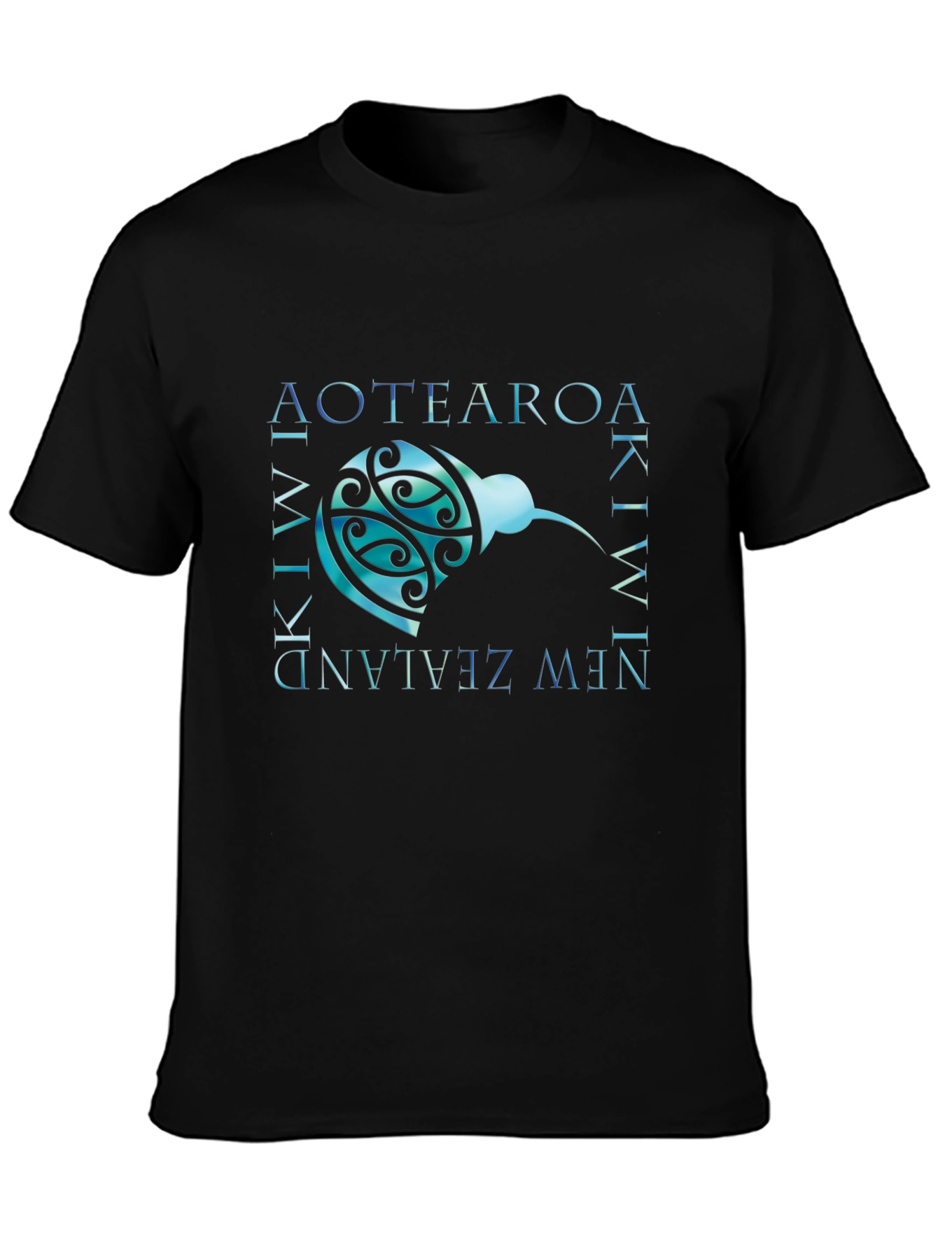 Aotearoa Kiwi New Zealand T-Shirt - Black