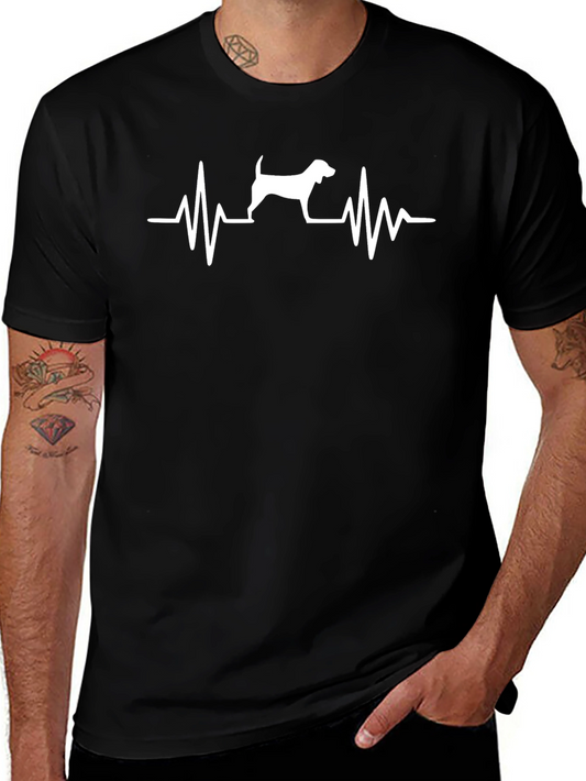 Dog Heartbeat Graphic T-Shirt - Black