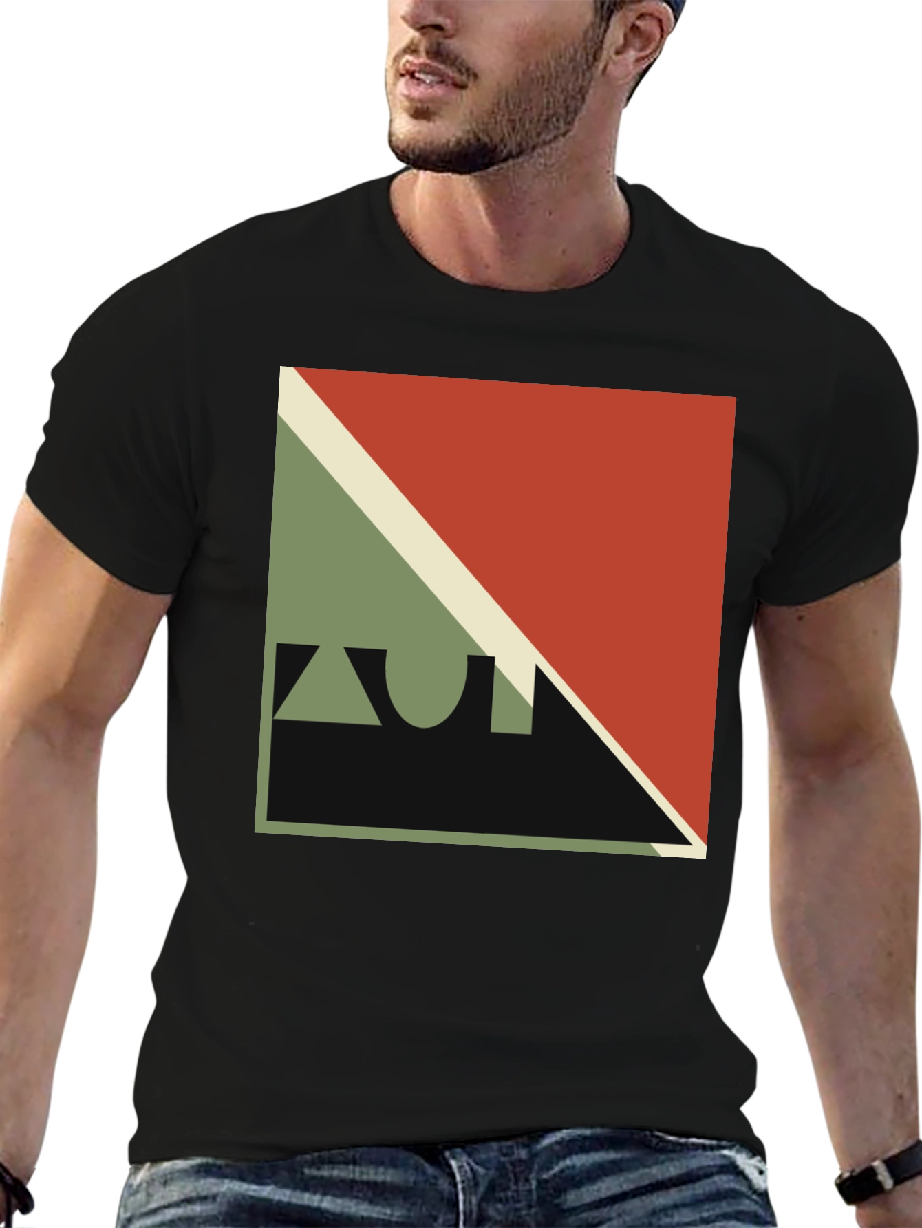Geometric Design Black T-Shirt