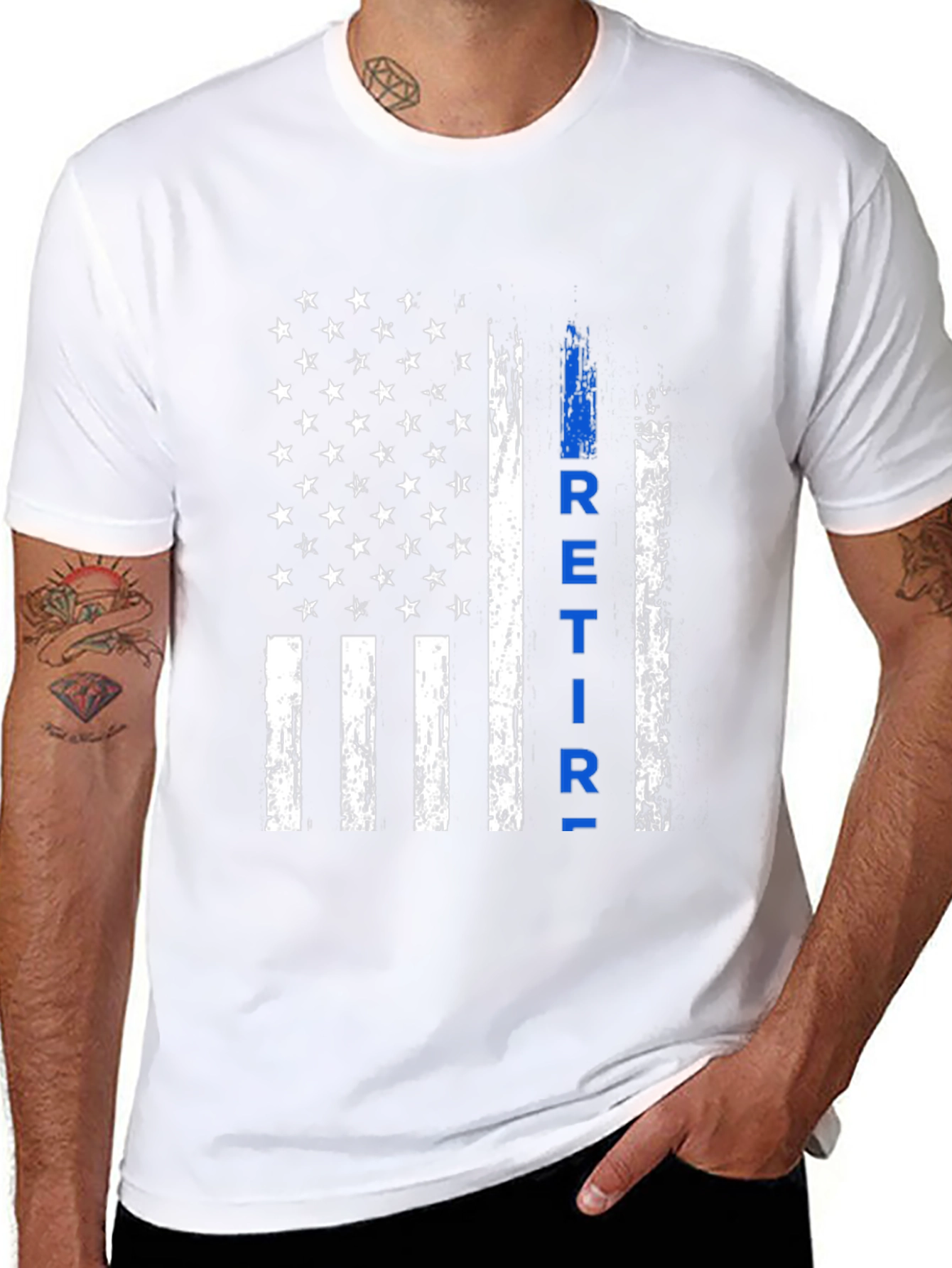 Retired Police Officer Thin Blue Line Flag T-Shirt
