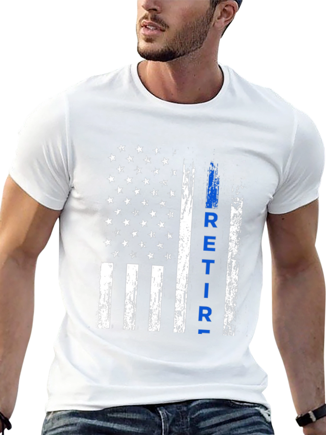 Retired Police Officer Thin Blue Line Flag T-Shirt