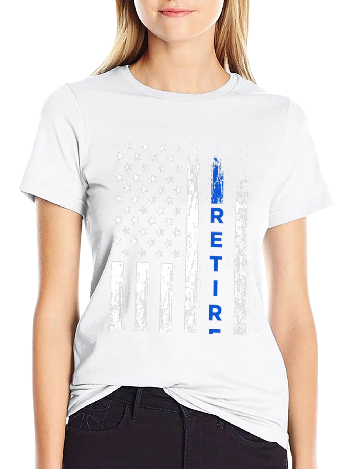 Retired Police Officer Thin Blue Line Flag T-Shirt