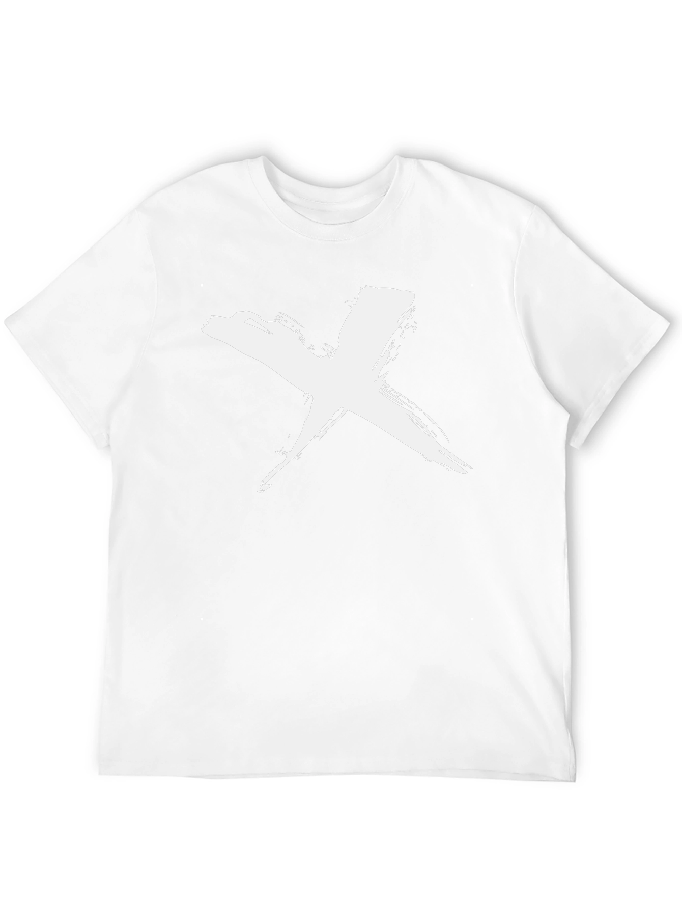 Black T-Shirt with White Brush Stroke X Design