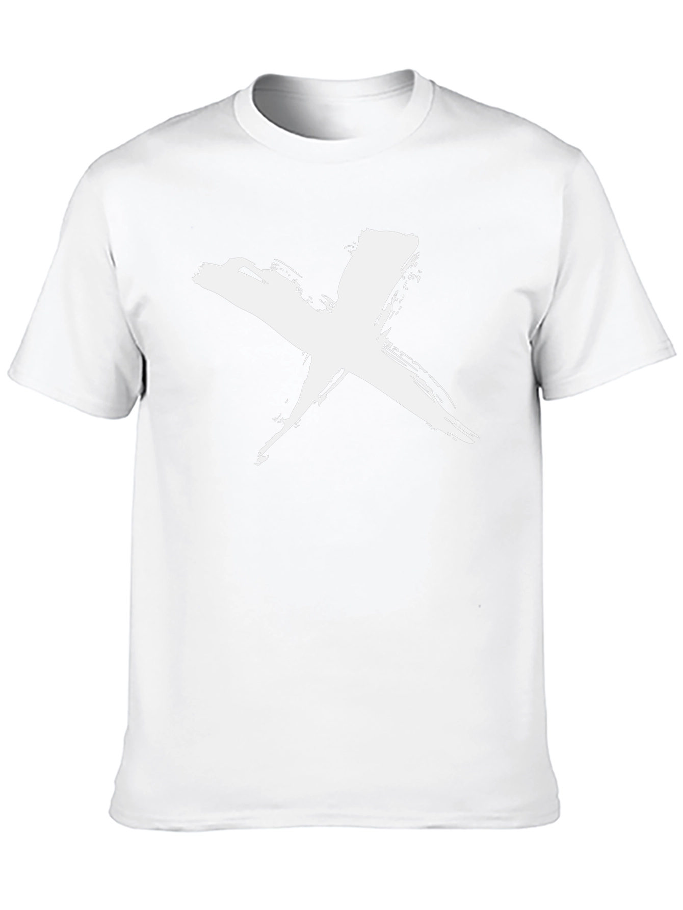 Black T-Shirt with White Brush Stroke X Design