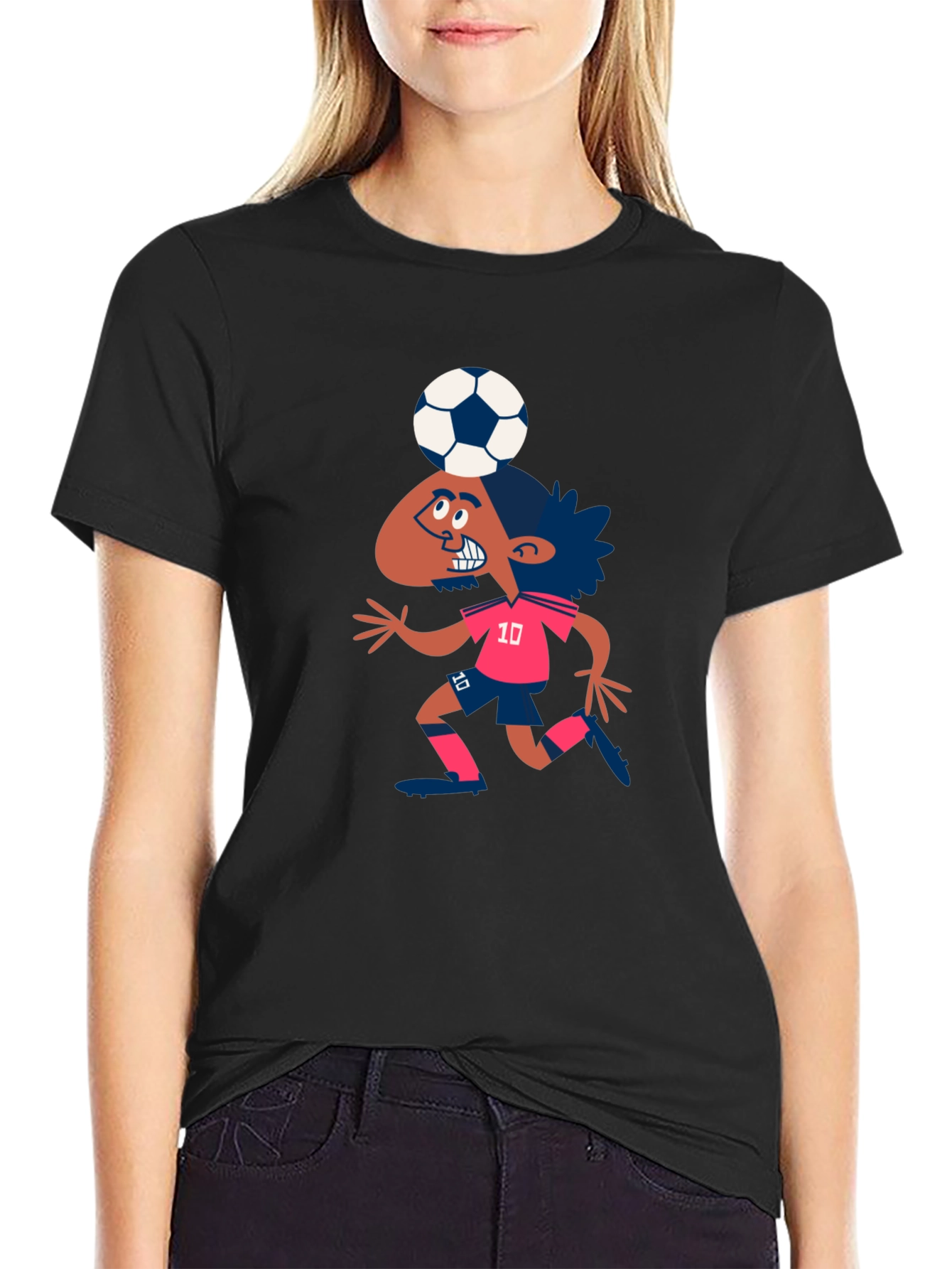 Cartoon Soccer Player Graphic T-Shirt
