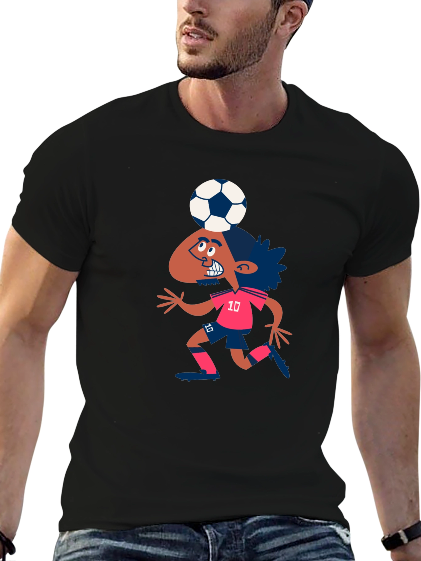 Cartoon Soccer Player Graphic T-Shirt