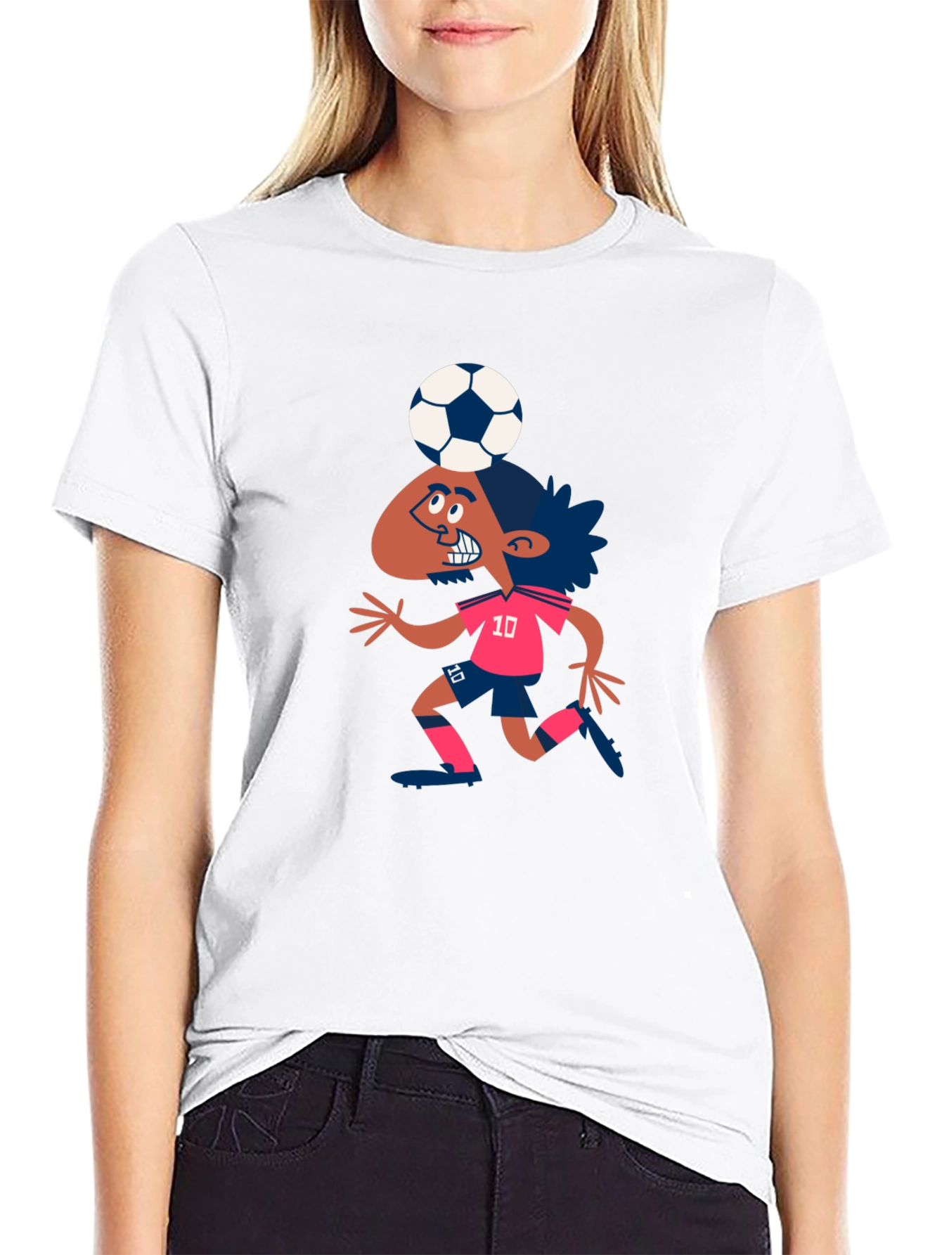 Cartoon Soccer Player Graphic T-Shirt