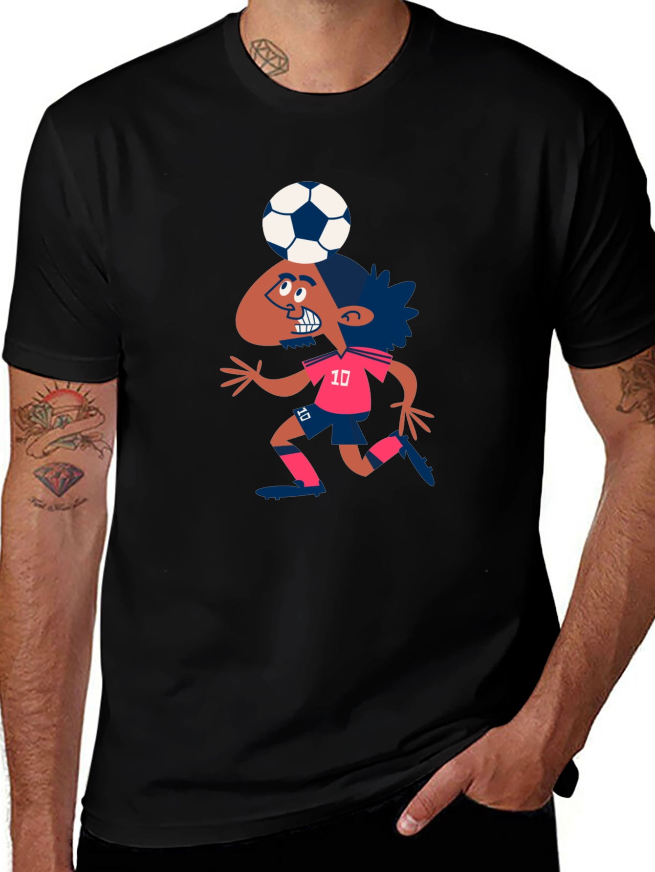 Cartoon Soccer Player Graphic T-Shirt