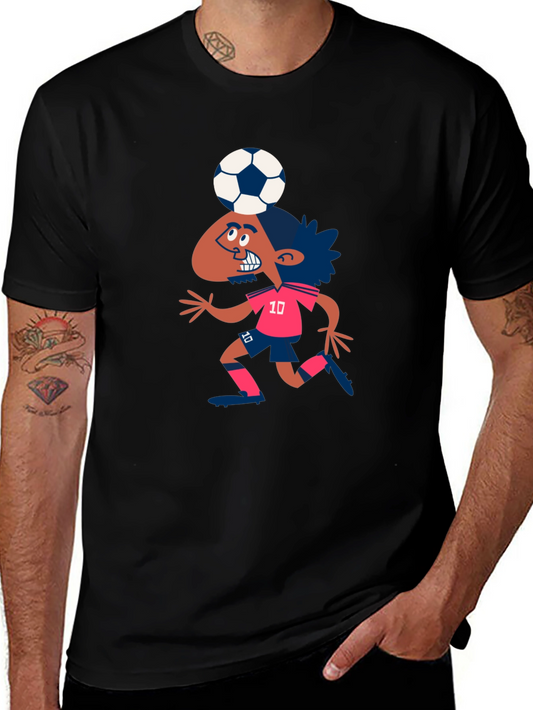 Cartoon Soccer Player Graphic T-Shirt