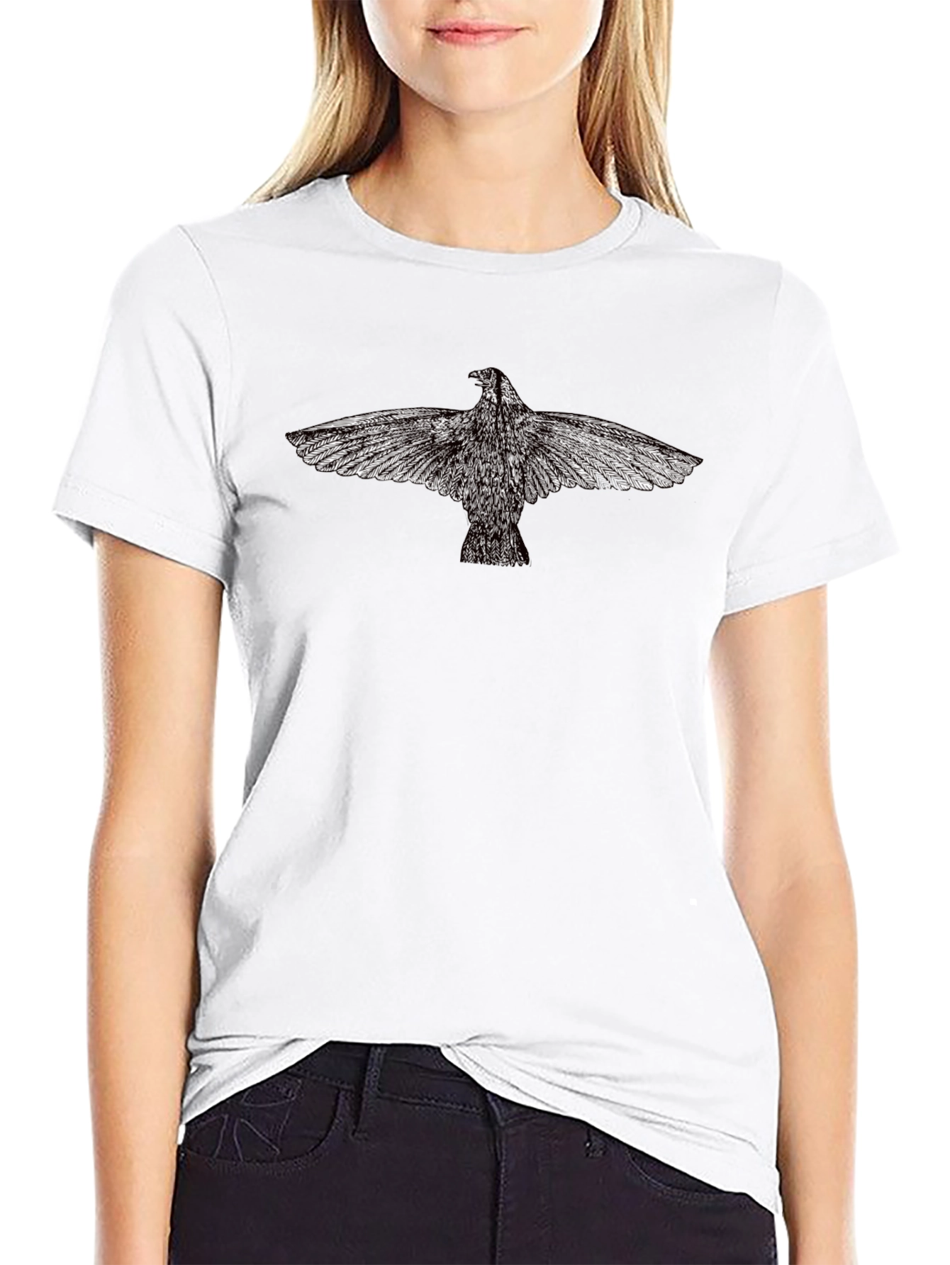 Black Bird Print Tee - Graphic T-Shirt