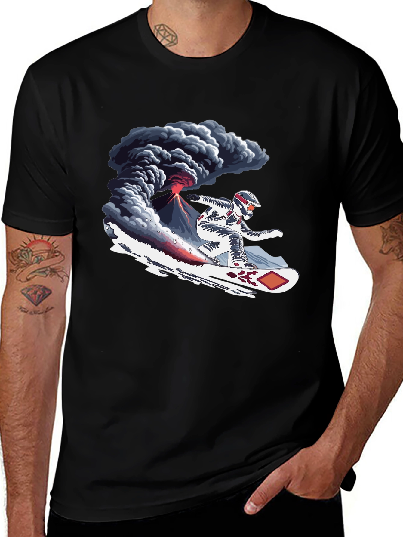 Volcano Snowboard T-Shirt - Extreme Sports Graphic Tee