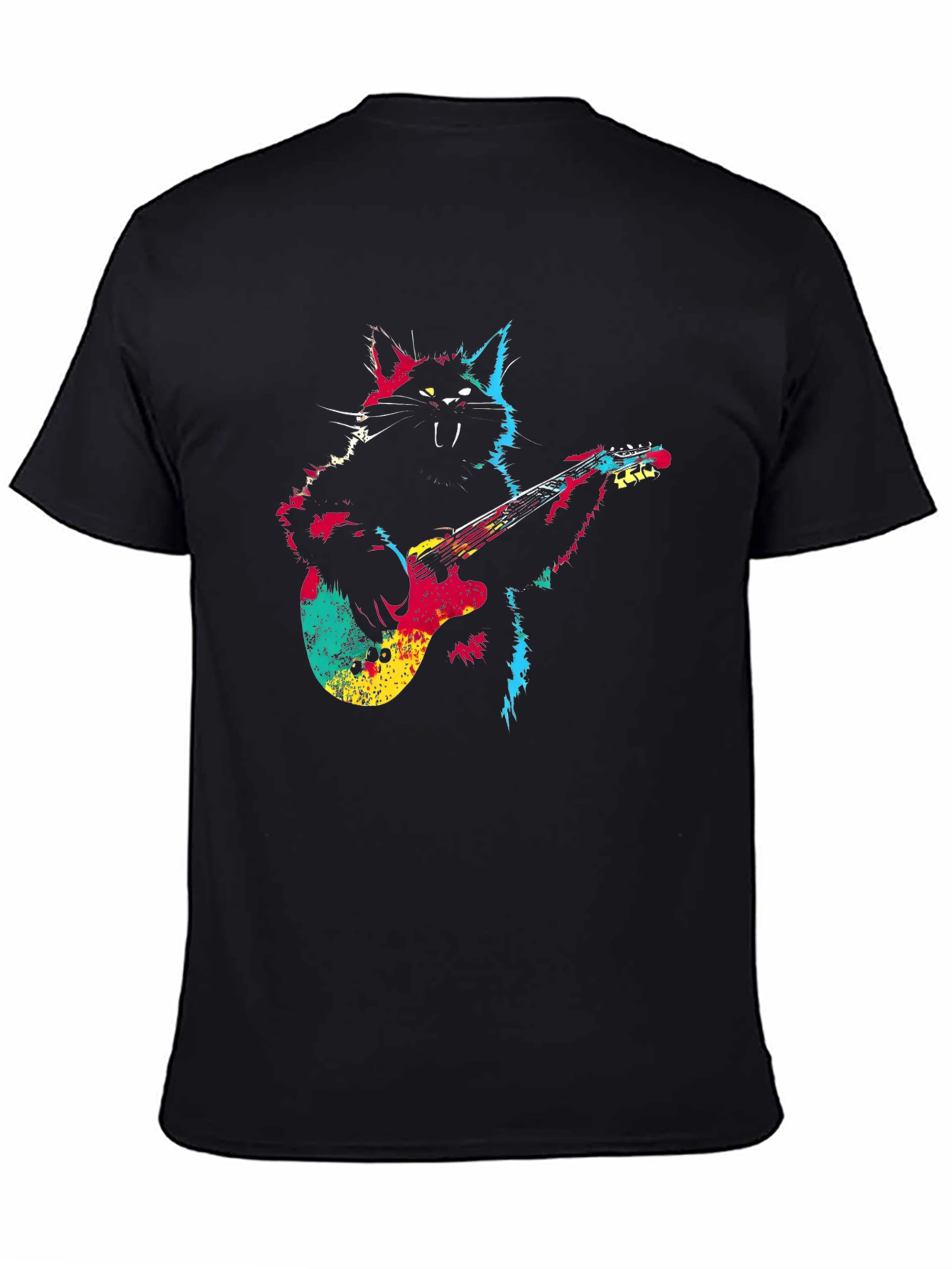 Rock Cat Guitar T-Shirt - Cool Graphic Tee