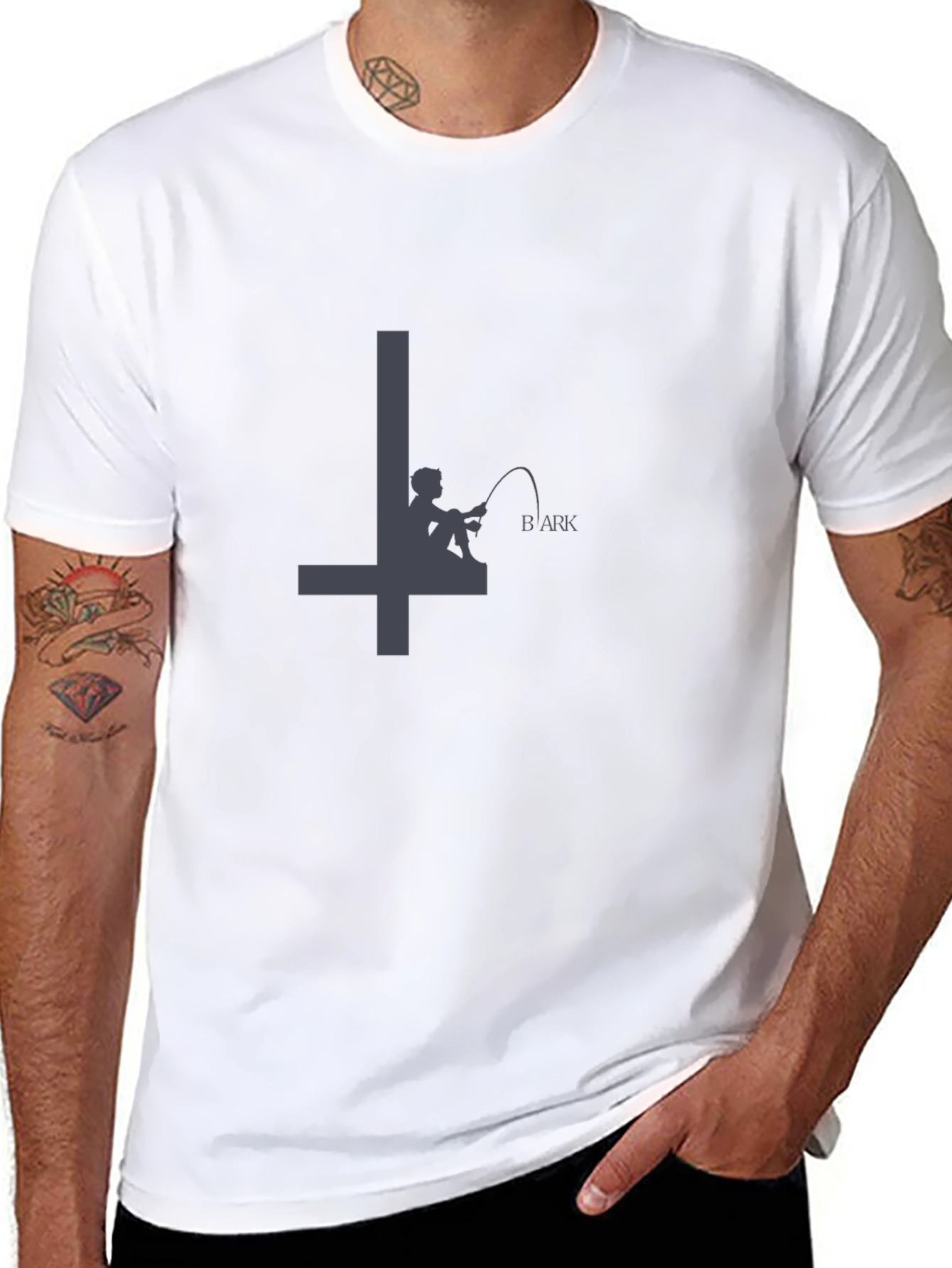 Mens Black Graphic Tee - Fisherman BArk Design