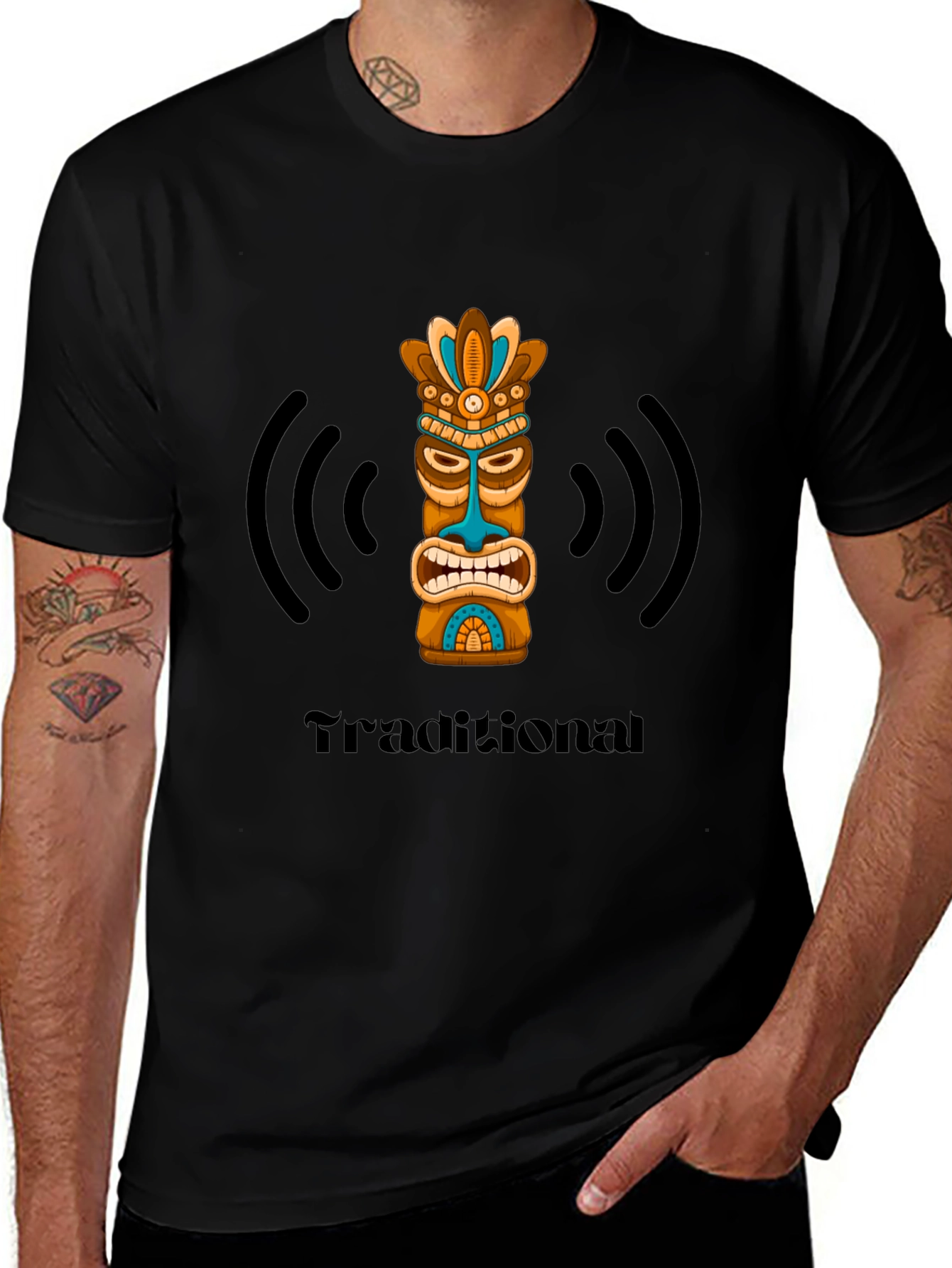 Traditional Tiki Black T-Shirt