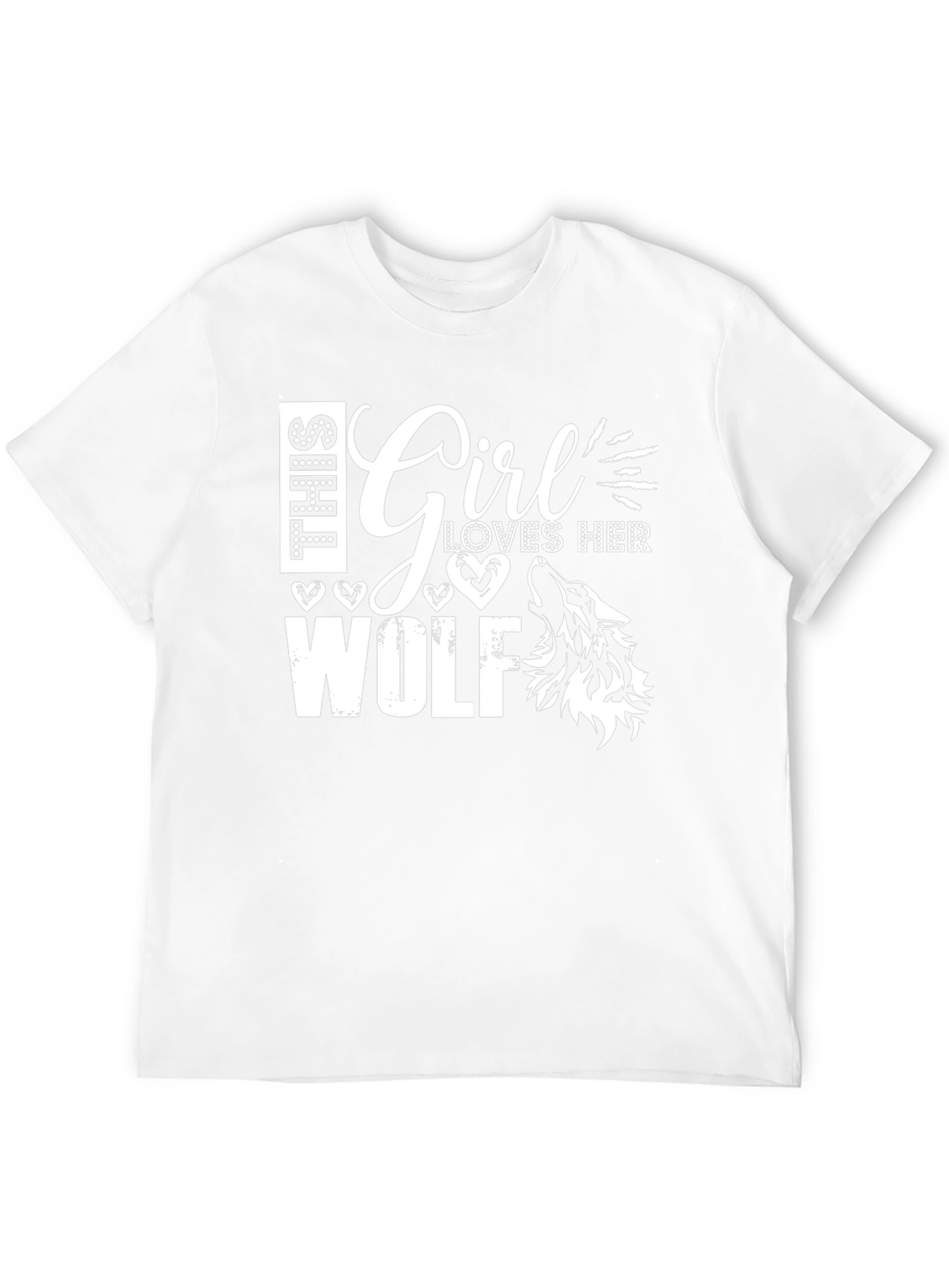 Girl Loves Wolf Graphic T-Shirt Black