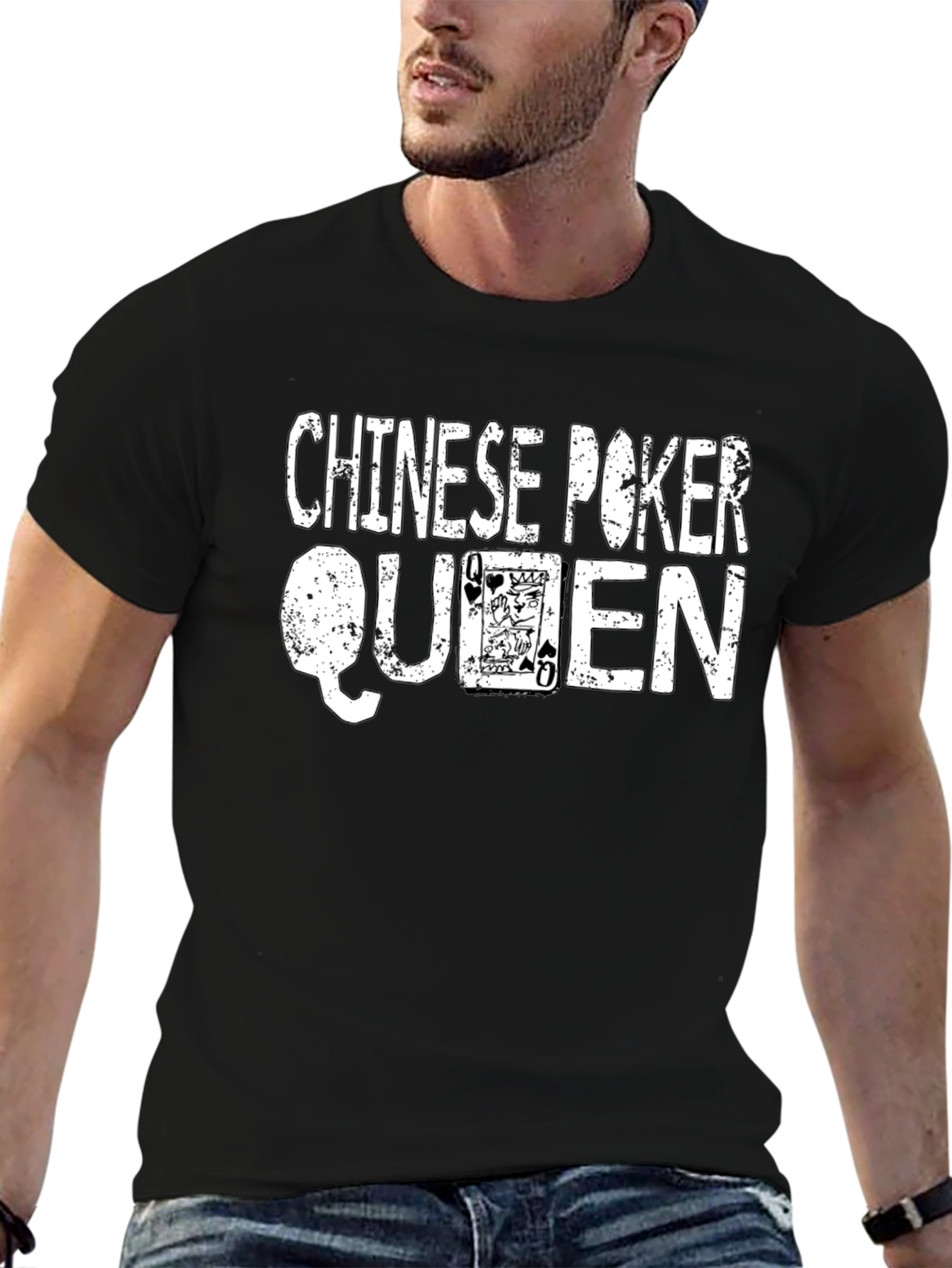 Chinese Poker Queen Graphic Tee - Black