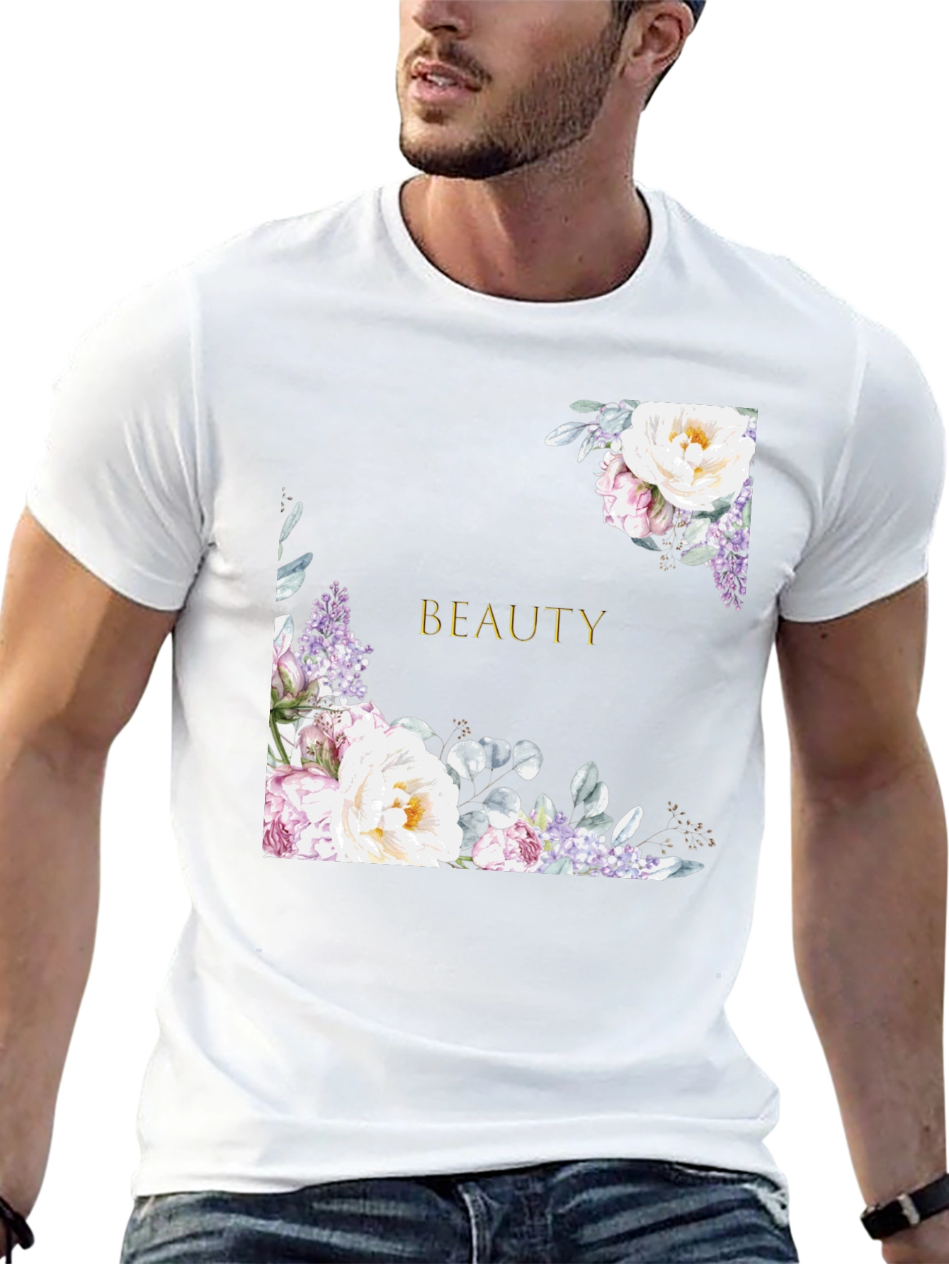 Floral Beauty Graphic Print Black T-Shirt
