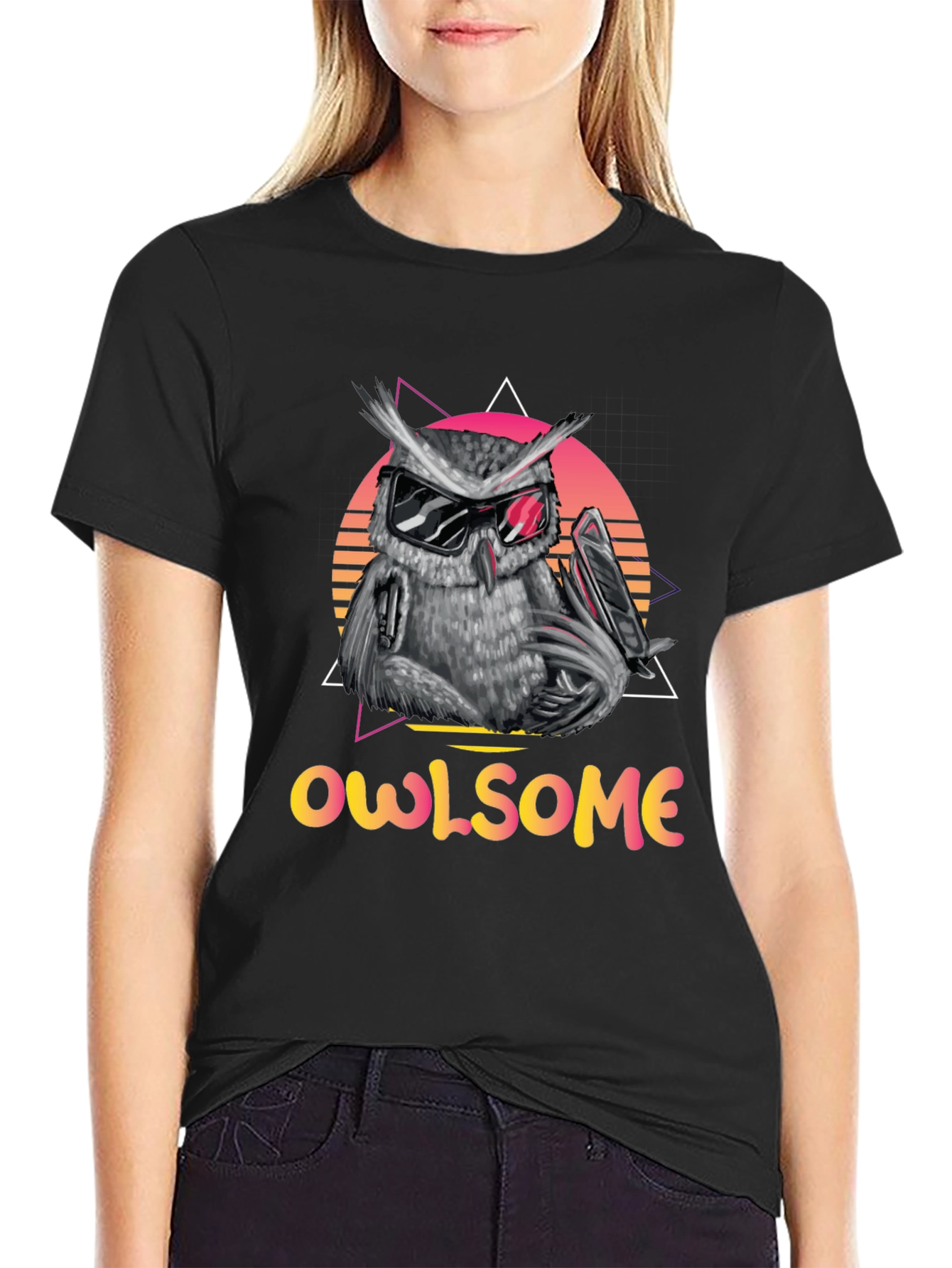 Cool Owl Graphic Tee - Owlsome Black T-Shirt