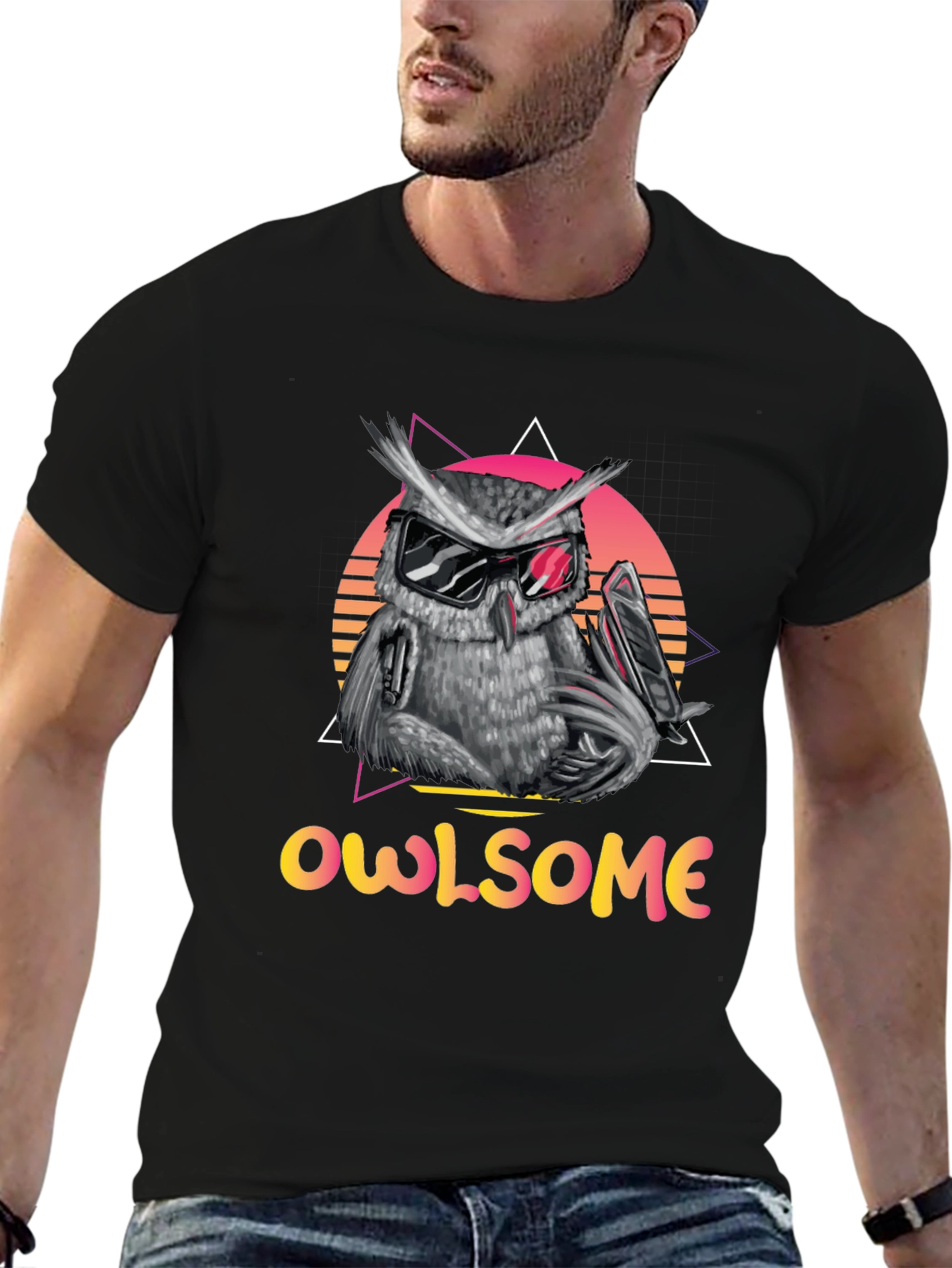 Cool Owl Graphic Tee - Owlsome Black T-Shirt