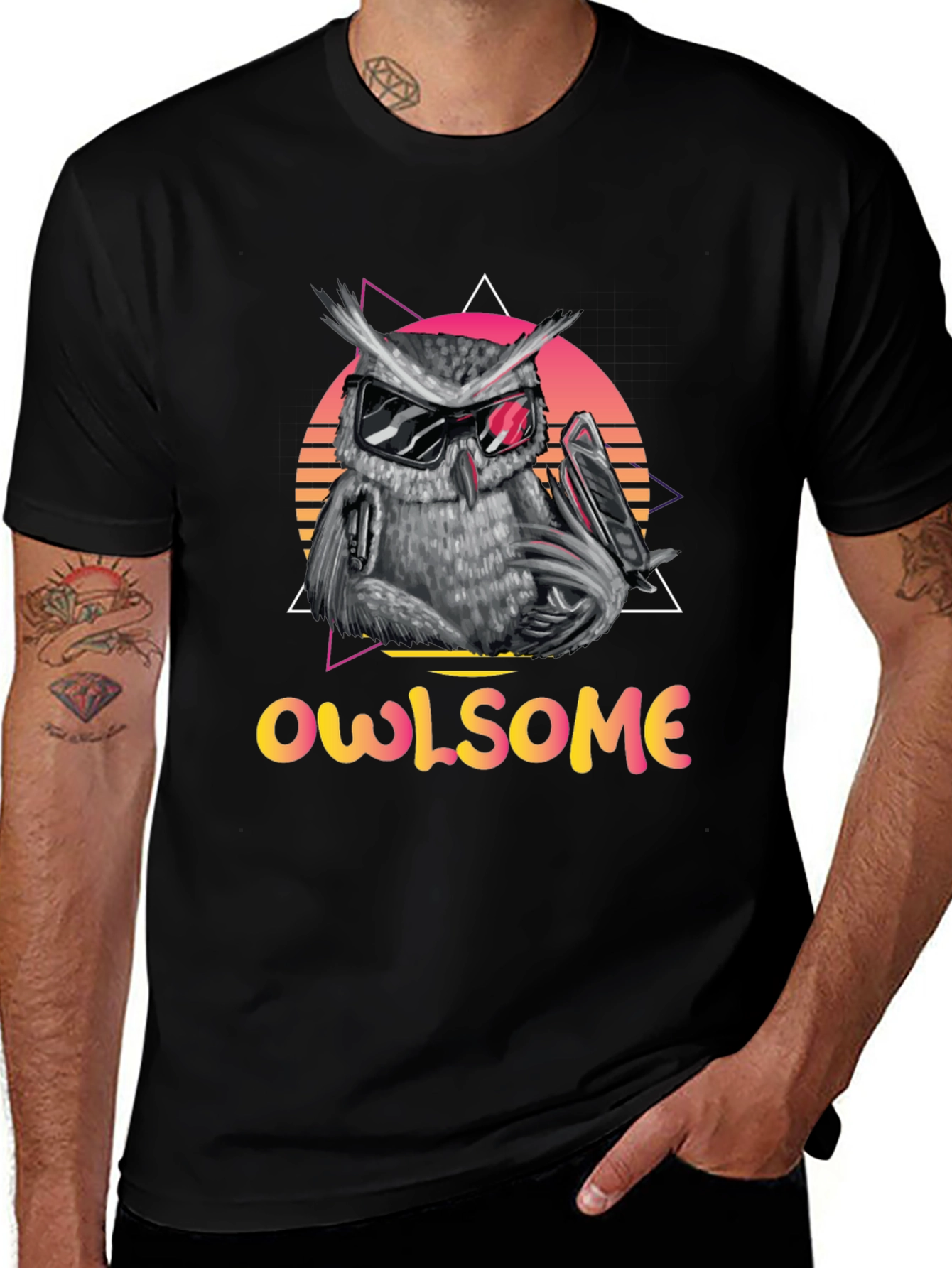 Cool Owl Graphic Tee - Owlsome Black T-Shirt