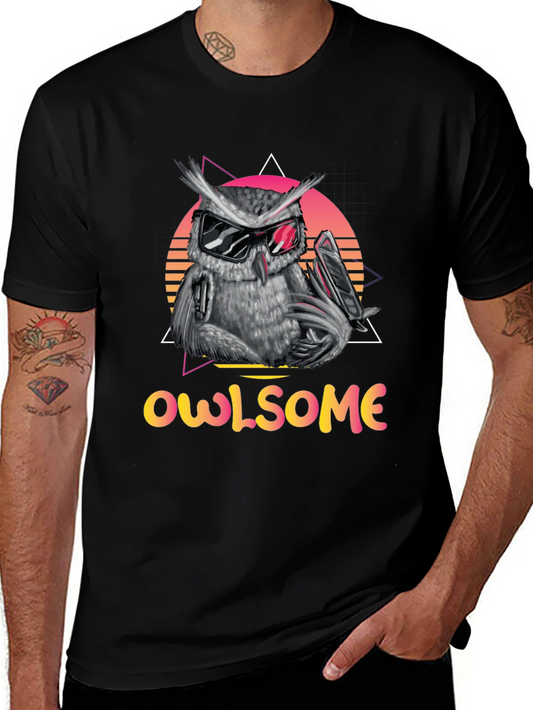 Cool Owl Graphic Tee - Owlsome Black T-Shirt