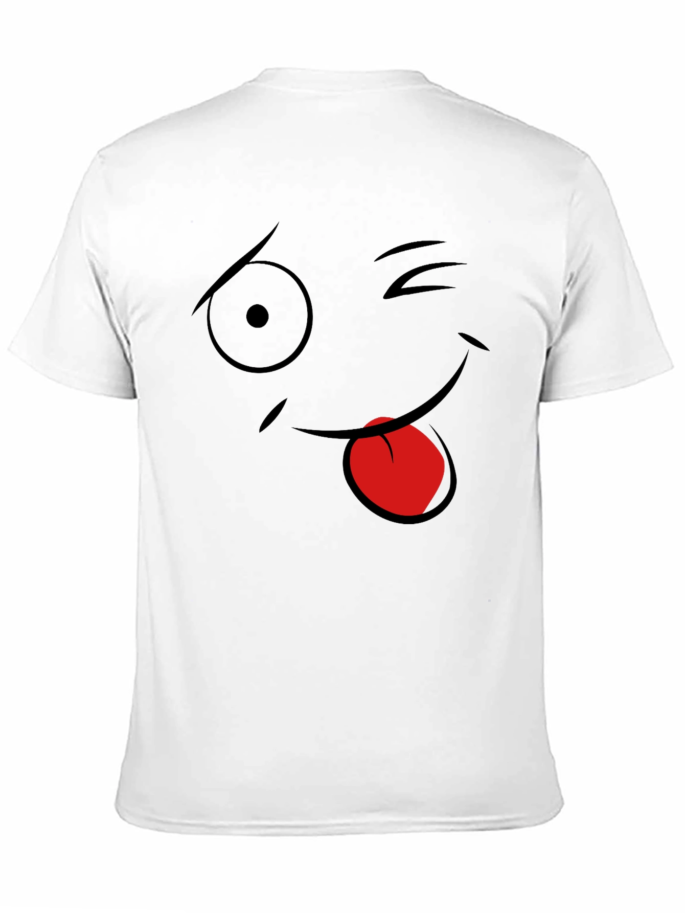 Winking Face Graphic Tee - Black Cotton T-Shirt