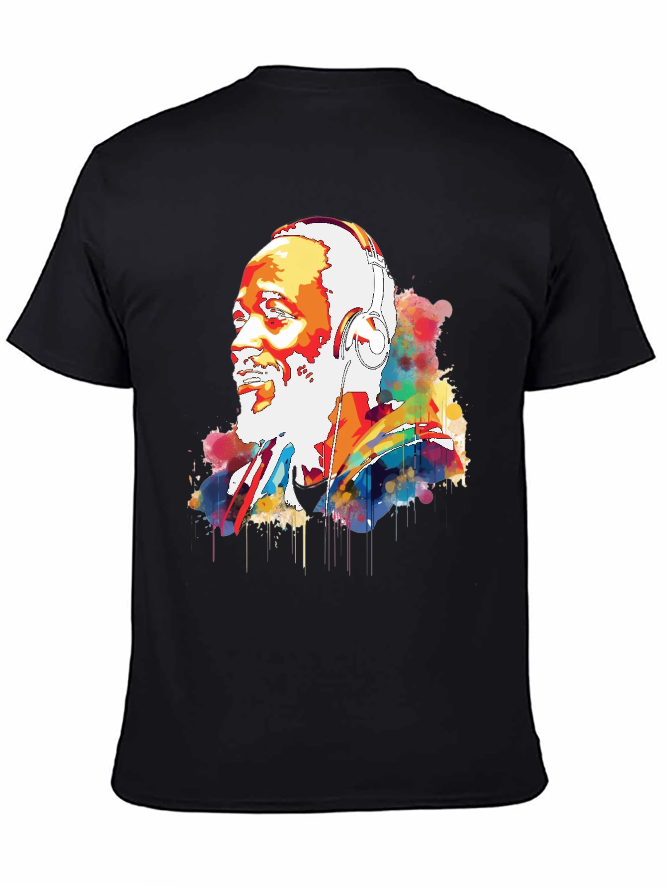 Vibrant Headphone Graphic Mens Black Tee