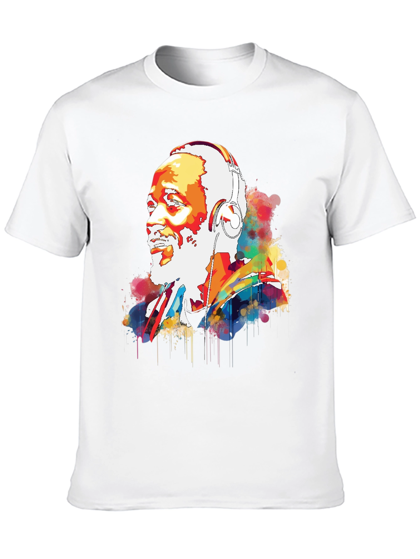 Vibrant Headphone Graphic Mens Black Tee
