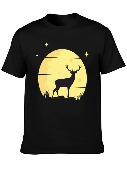 Deer Moon Graphic T-Shirt - Mens Black Tee