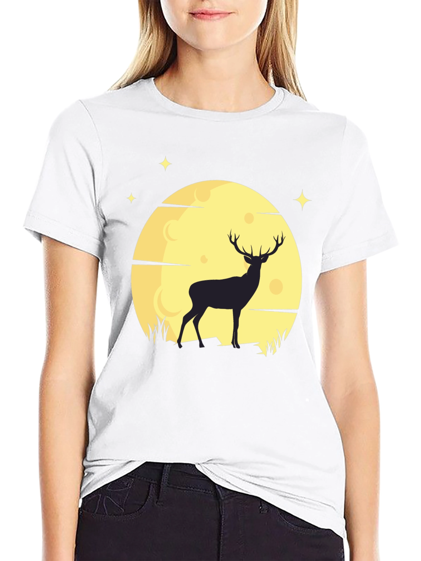 Deer Moon Graphic T-Shirt - Mens Black Tee