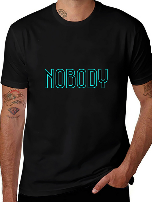 Nobody T-Shirt - Black Crew Neck - Neon Text