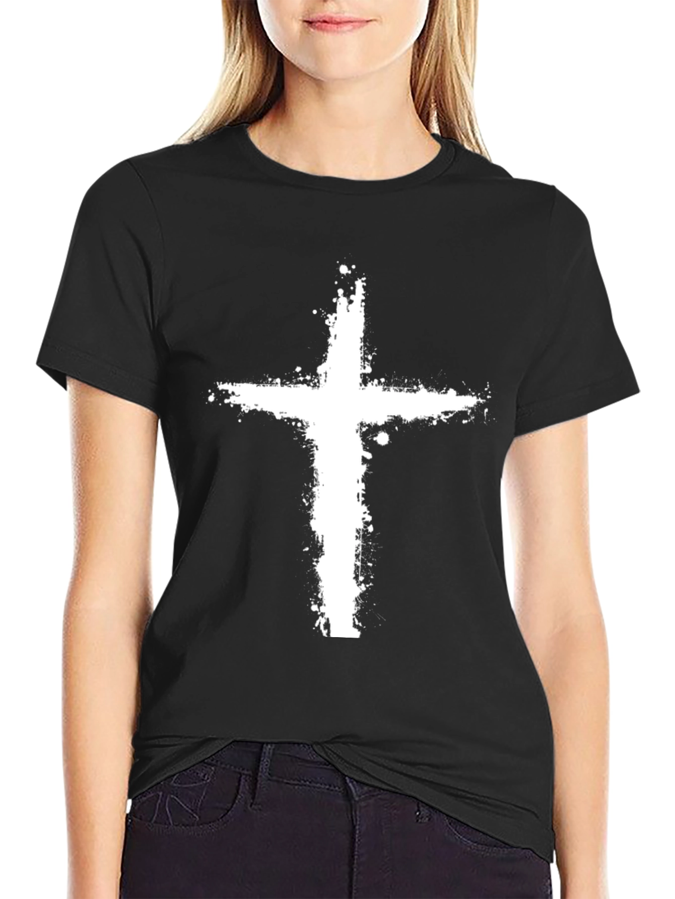 Grunge Cross Graphic T-Shirt