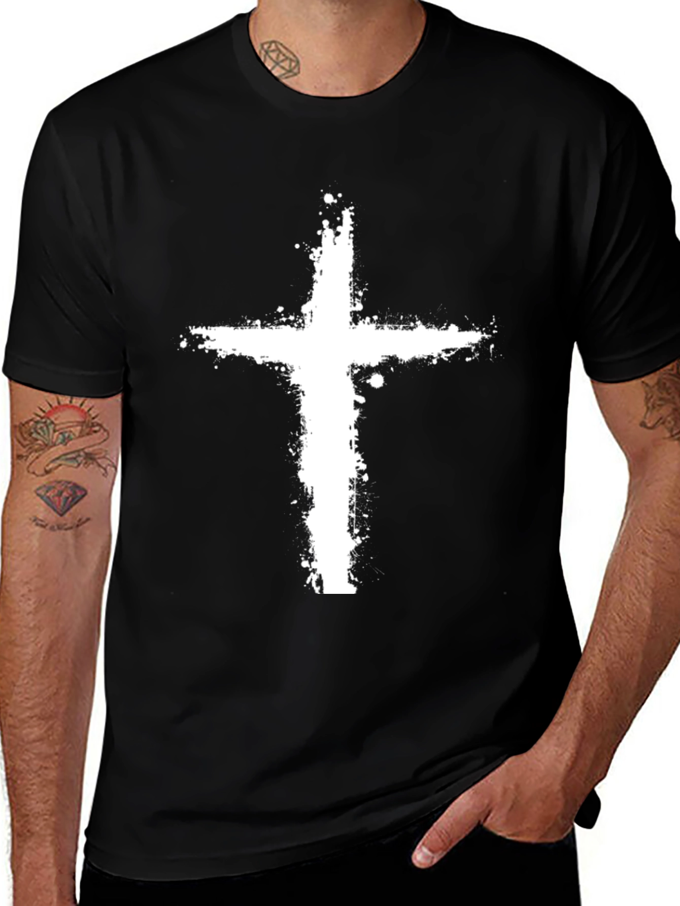 Grunge Cross Graphic T-Shirt