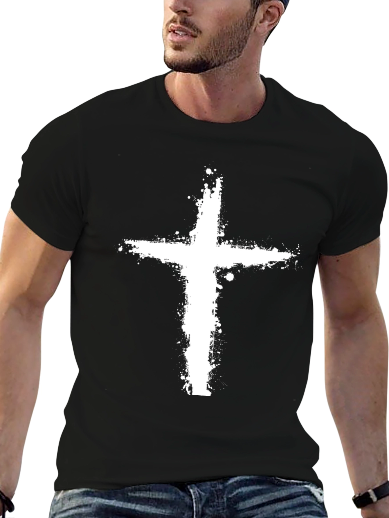 Grunge Cross Graphic T-Shirt