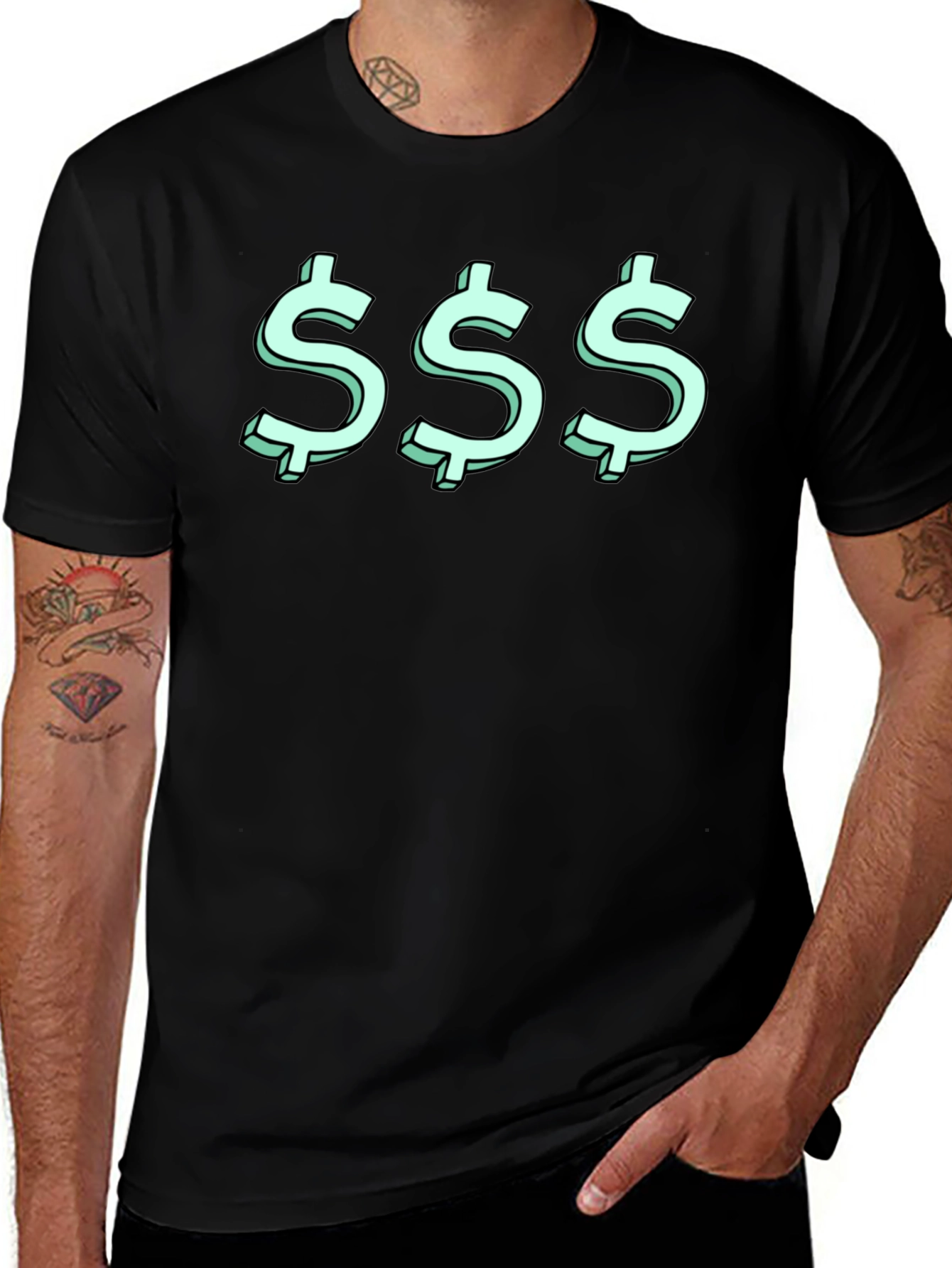 Triple Dollar Sign Graphic Tee