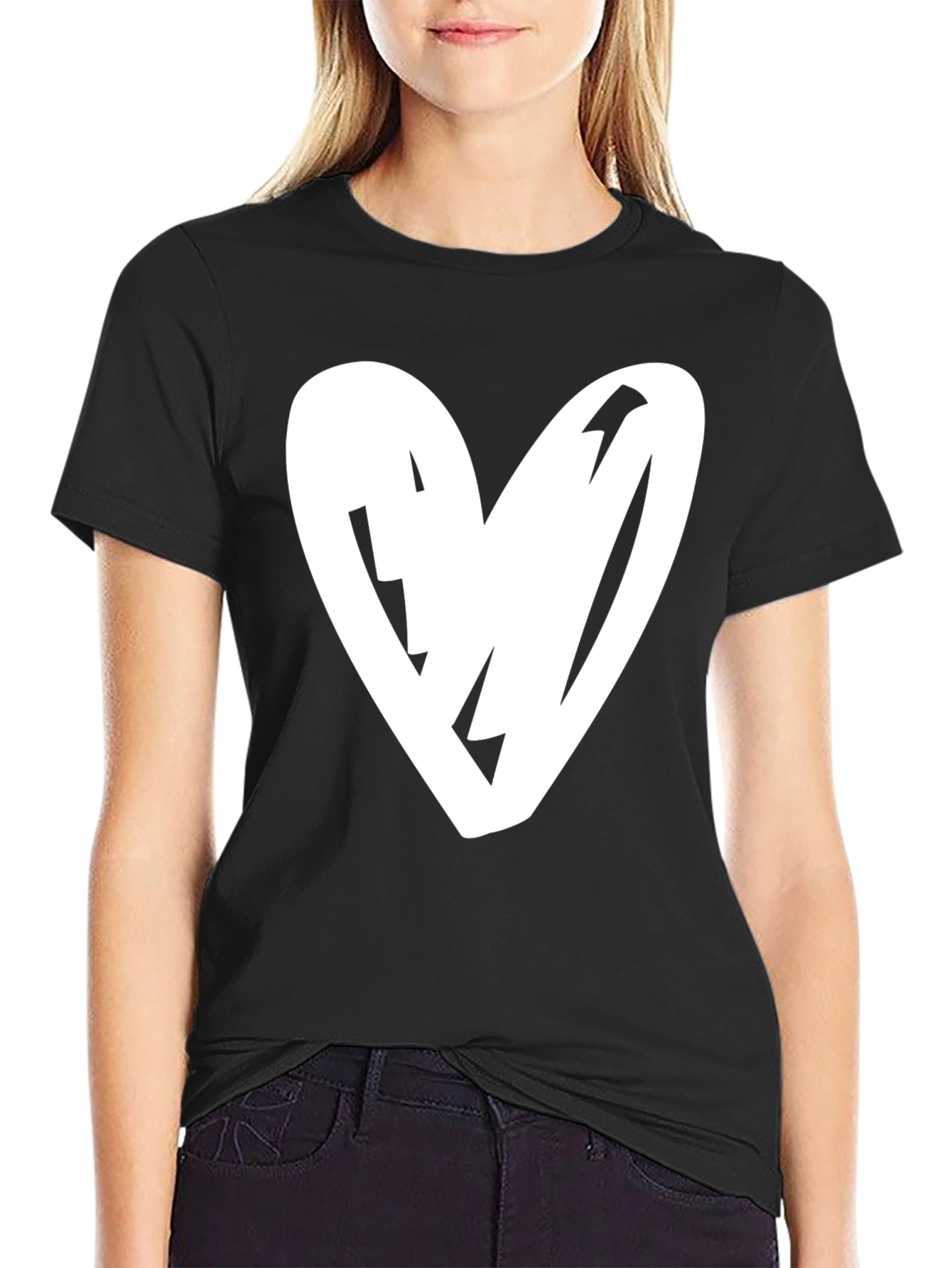 Heart Graphic Black T-Shirt