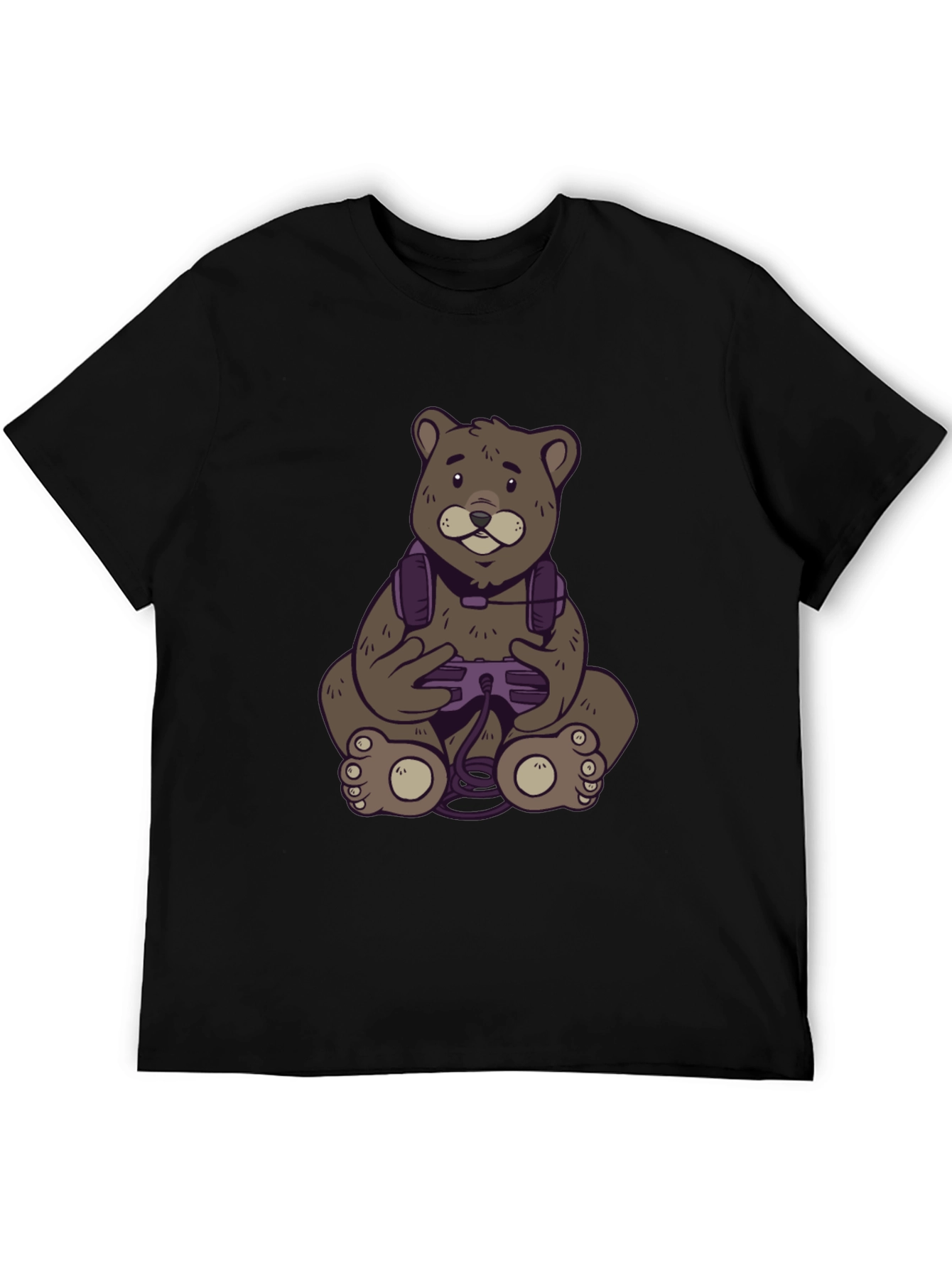 Gamer Bear T-Shirt - Black Cotton Tee