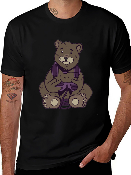 Gamer Bear T-Shirt - Black Cotton Tee