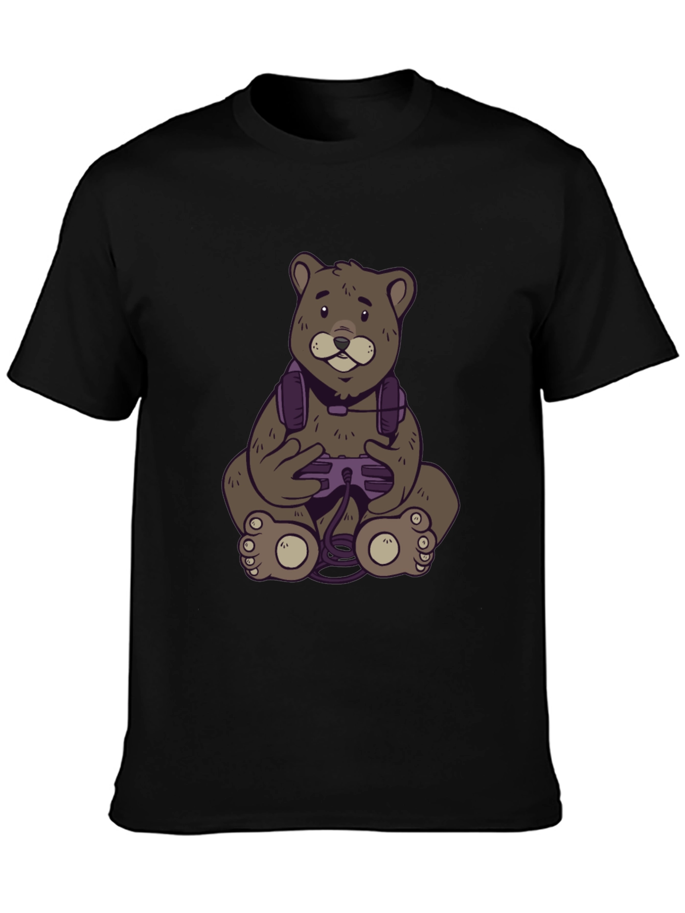 Gamer Bear T-Shirt - Black Cotton Tee