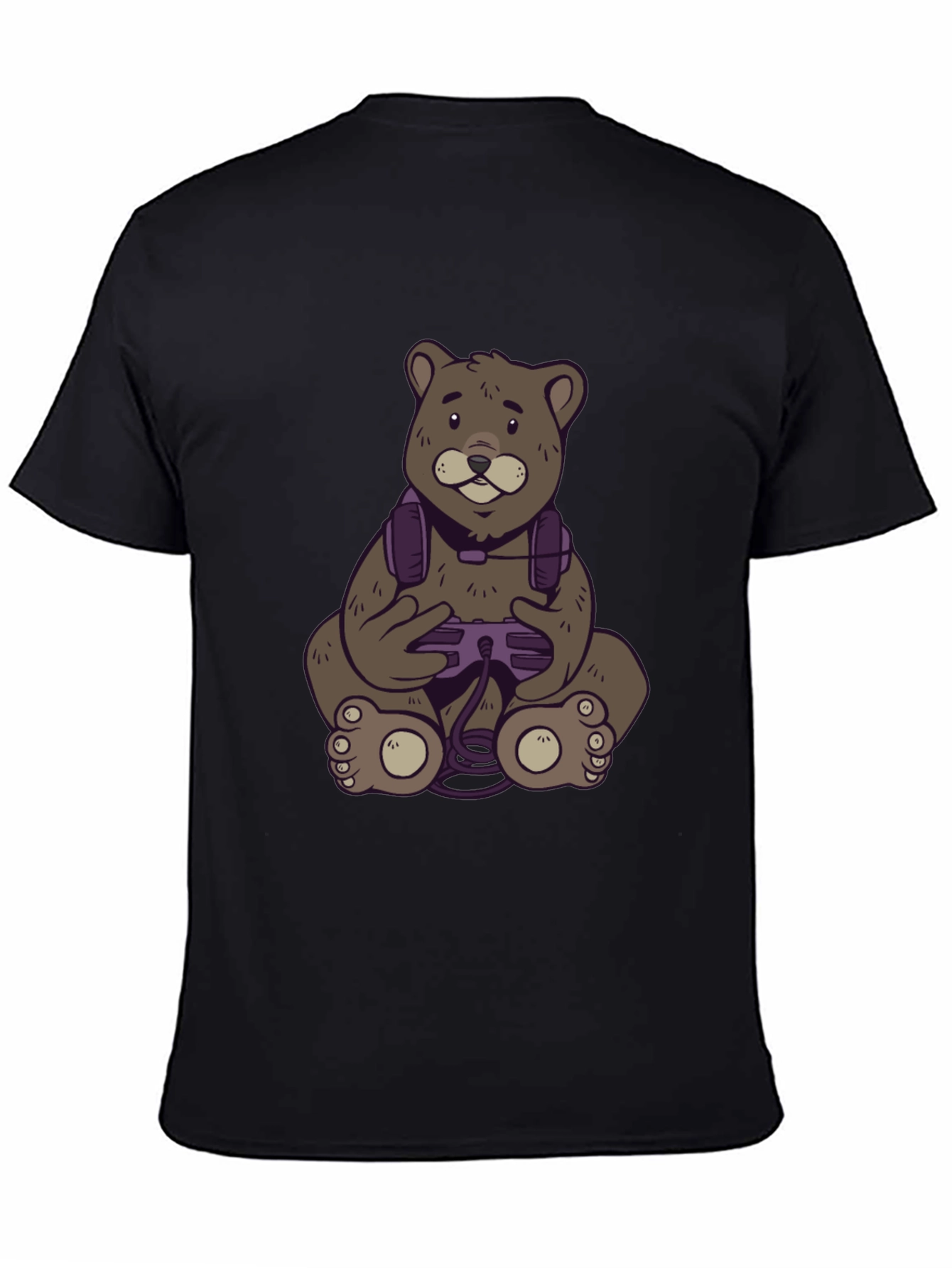 Gamer Bear T-Shirt - Black Cotton Tee