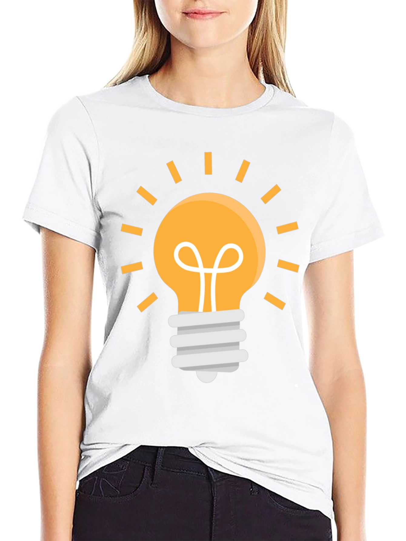 Idea Lightbulb Graphic Tee - Black Cotton Blend T-Shirt