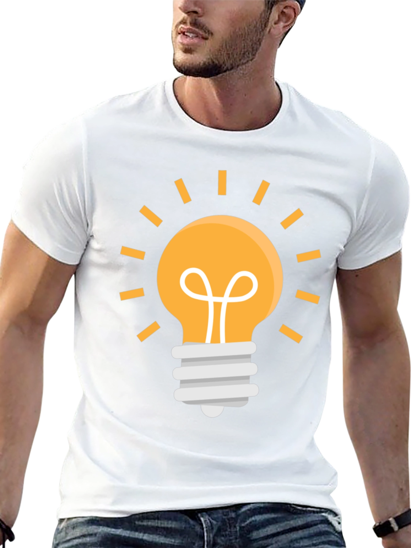 Idea Lightbulb Graphic Tee - Black Cotton Blend T-Shirt