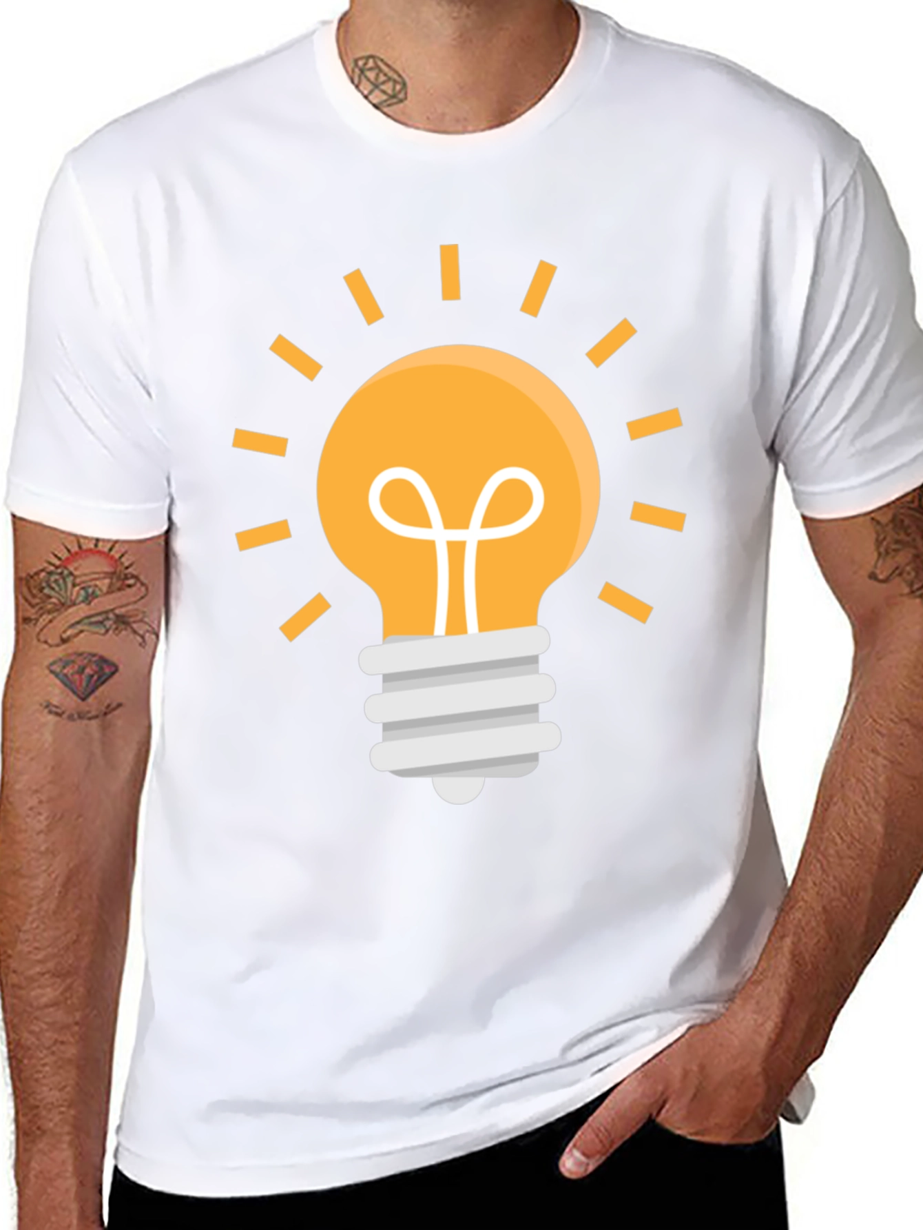 Idea Lightbulb Graphic Tee - Black Cotton Blend T-Shirt