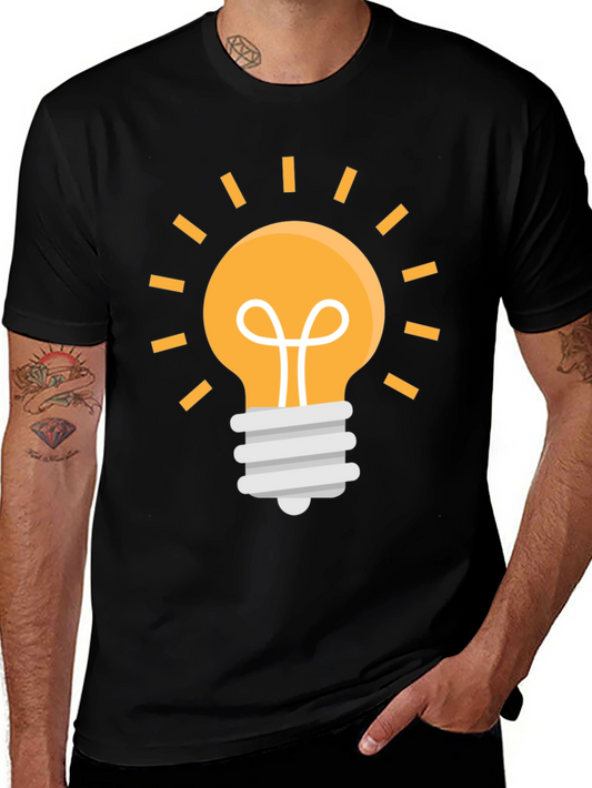 Idea Lightbulb Graphic Tee - Black Cotton Blend T-Shirt