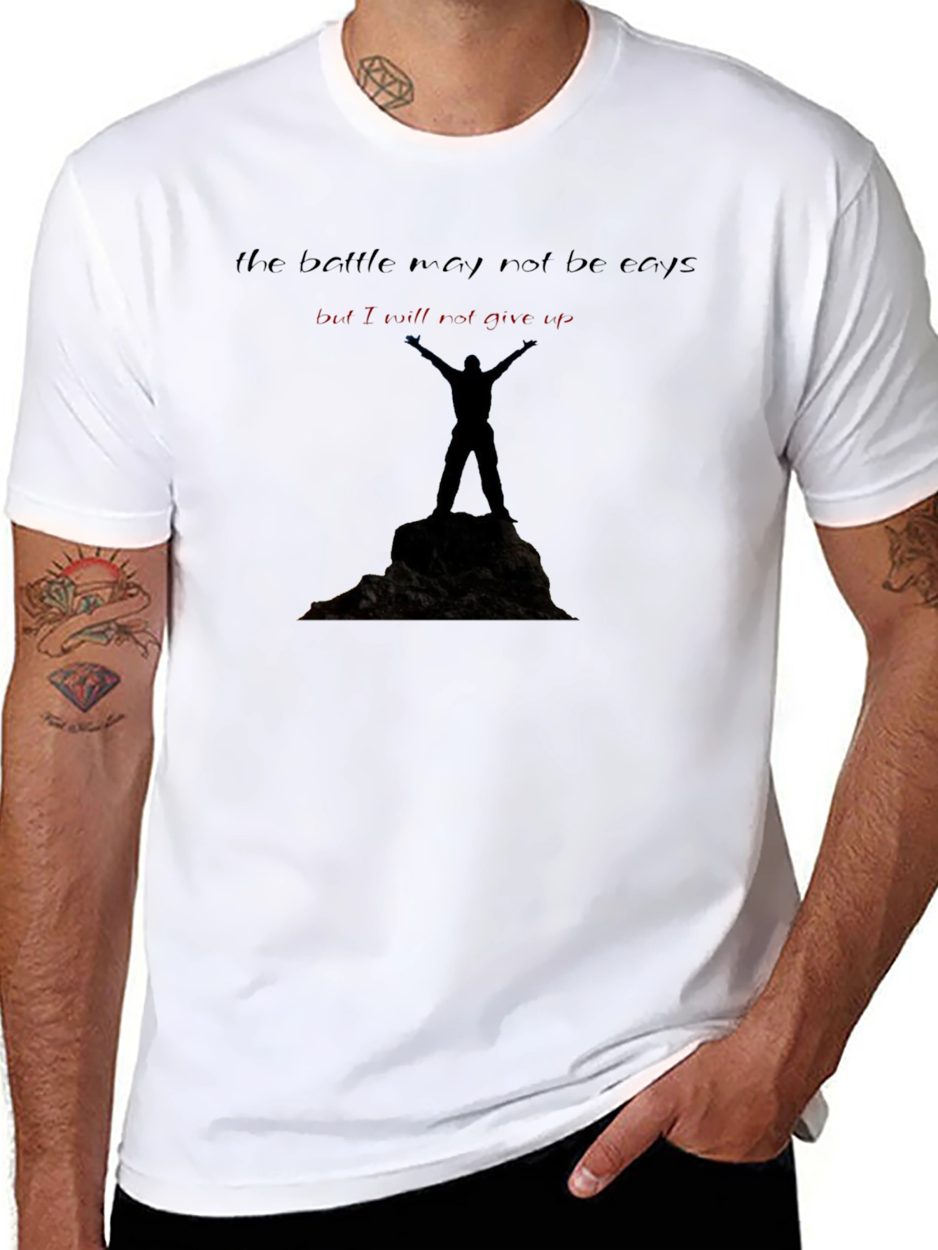 Motivational Graphic T-Shirt: Never Give Up!