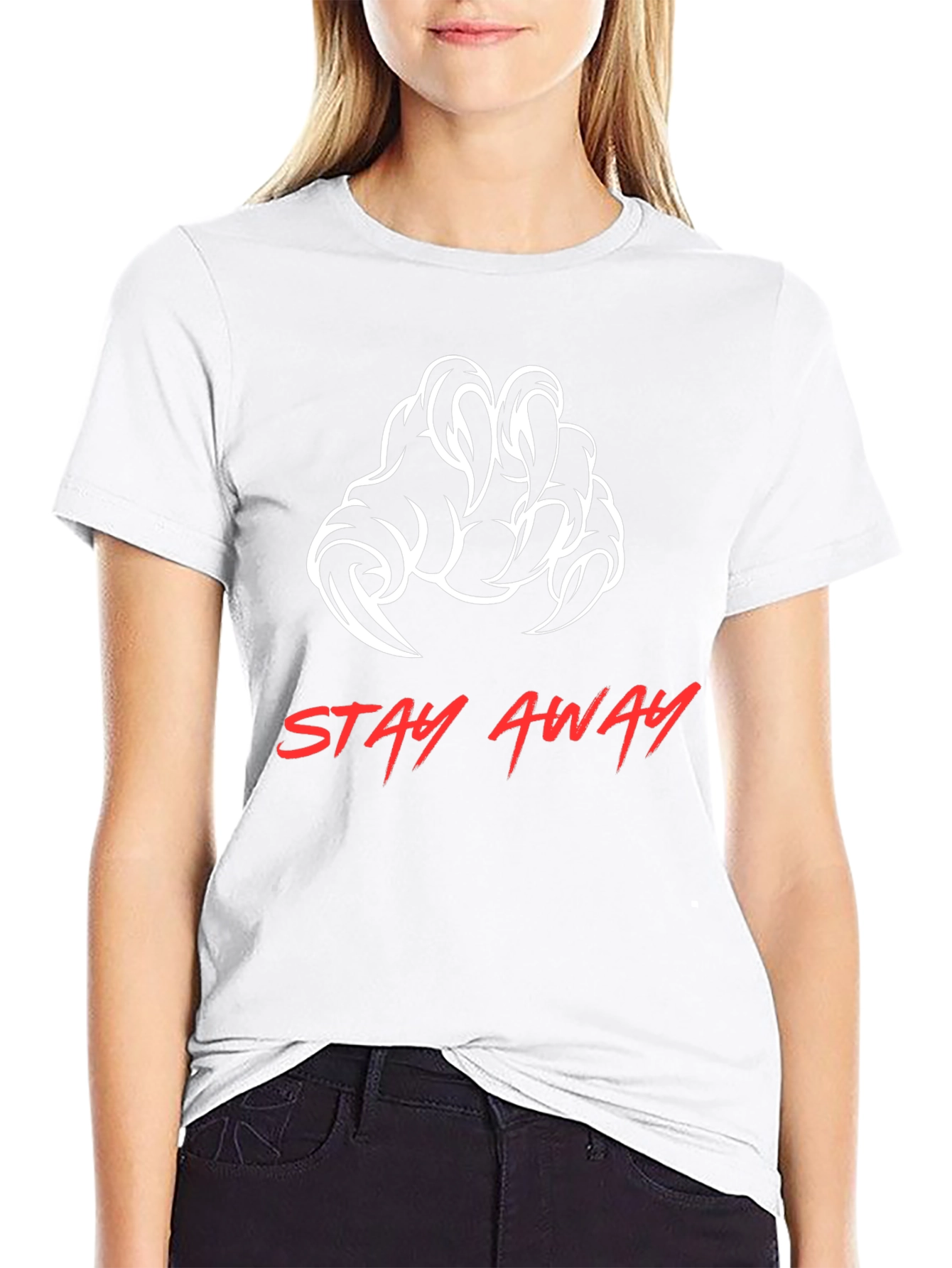 Stay Away Graphic Print Crew Neck T-Shirt
