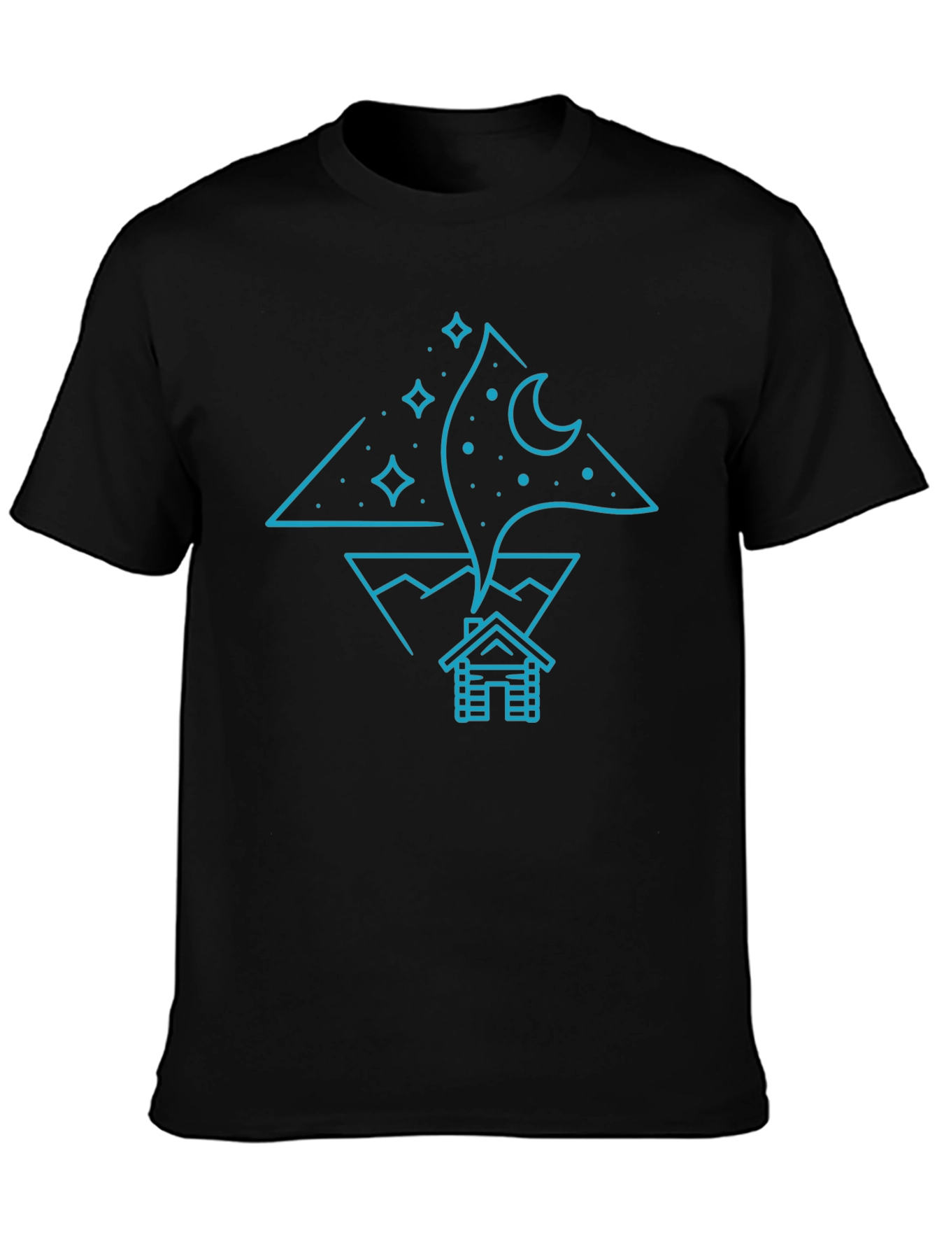 Night Sky Cabin Tee - Unique Graphic T-Shirt
