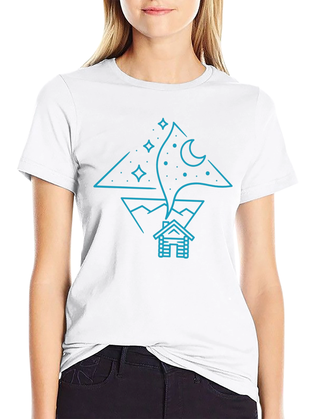 Night Sky Cabin Tee - Unique Graphic T-Shirt