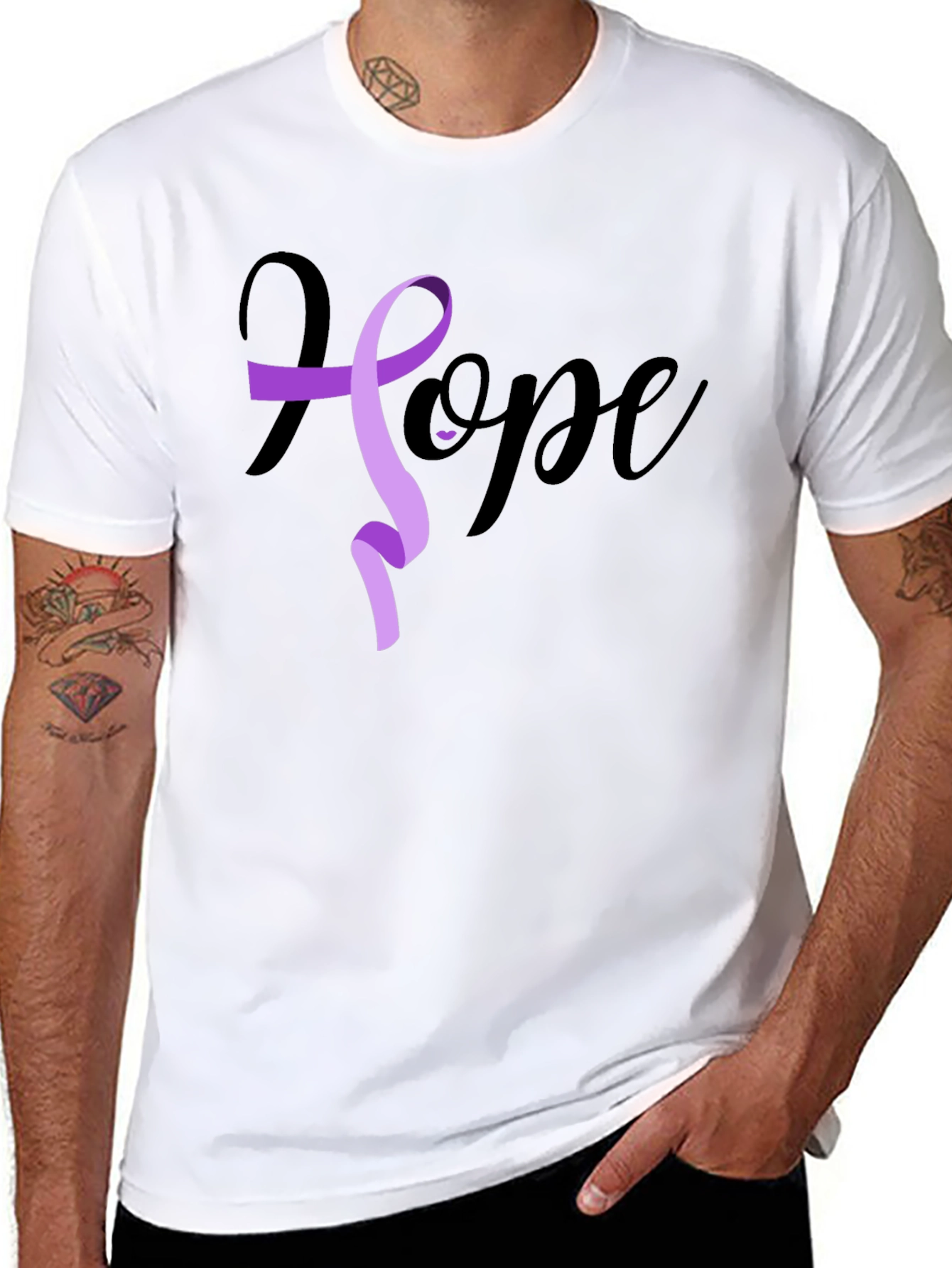 Hope Ribbon Graphic T-Shirt - Black